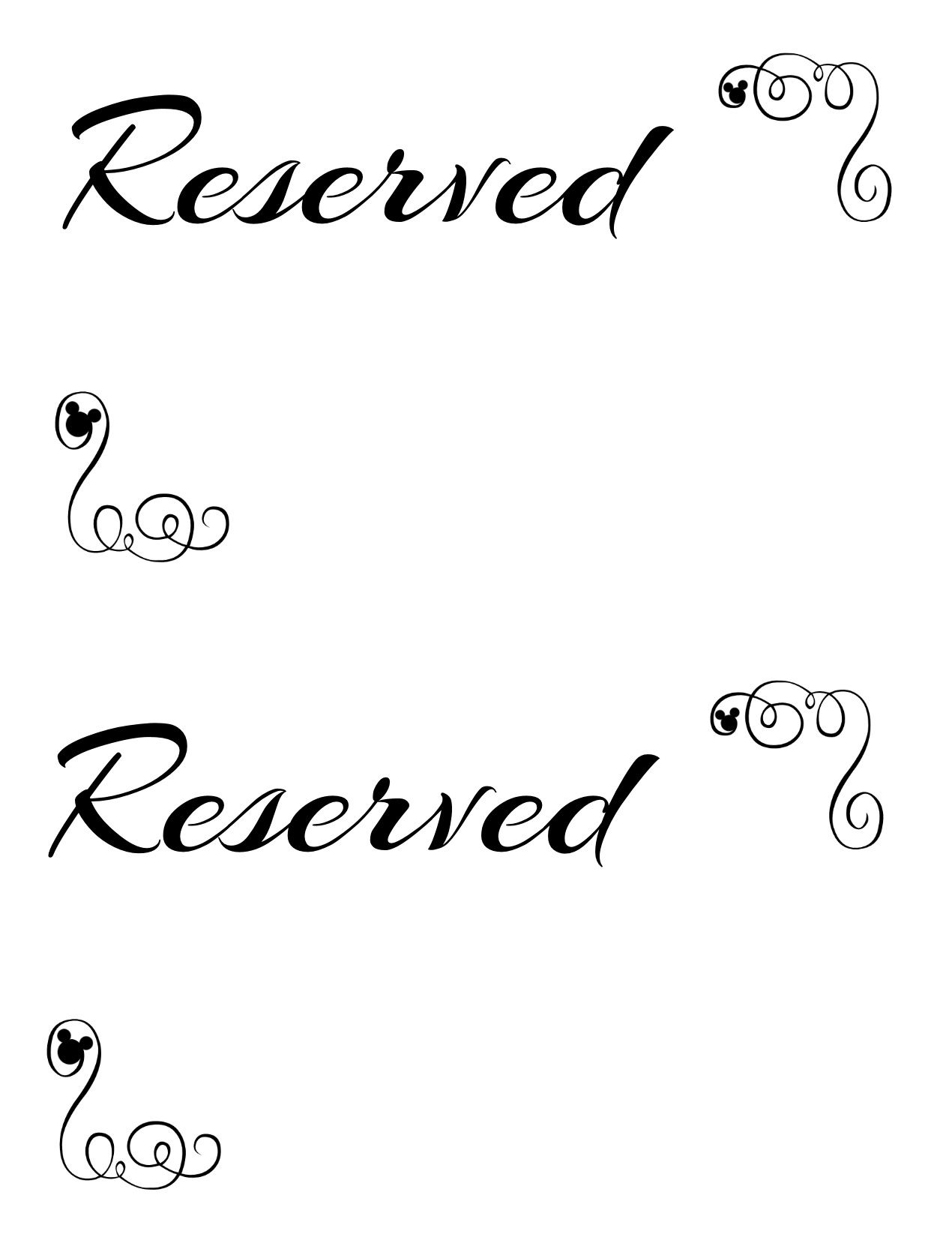 Free Printable Reserved Seating Signs For Your Wedding Ceremony - Free Printable Out Of Service Sign