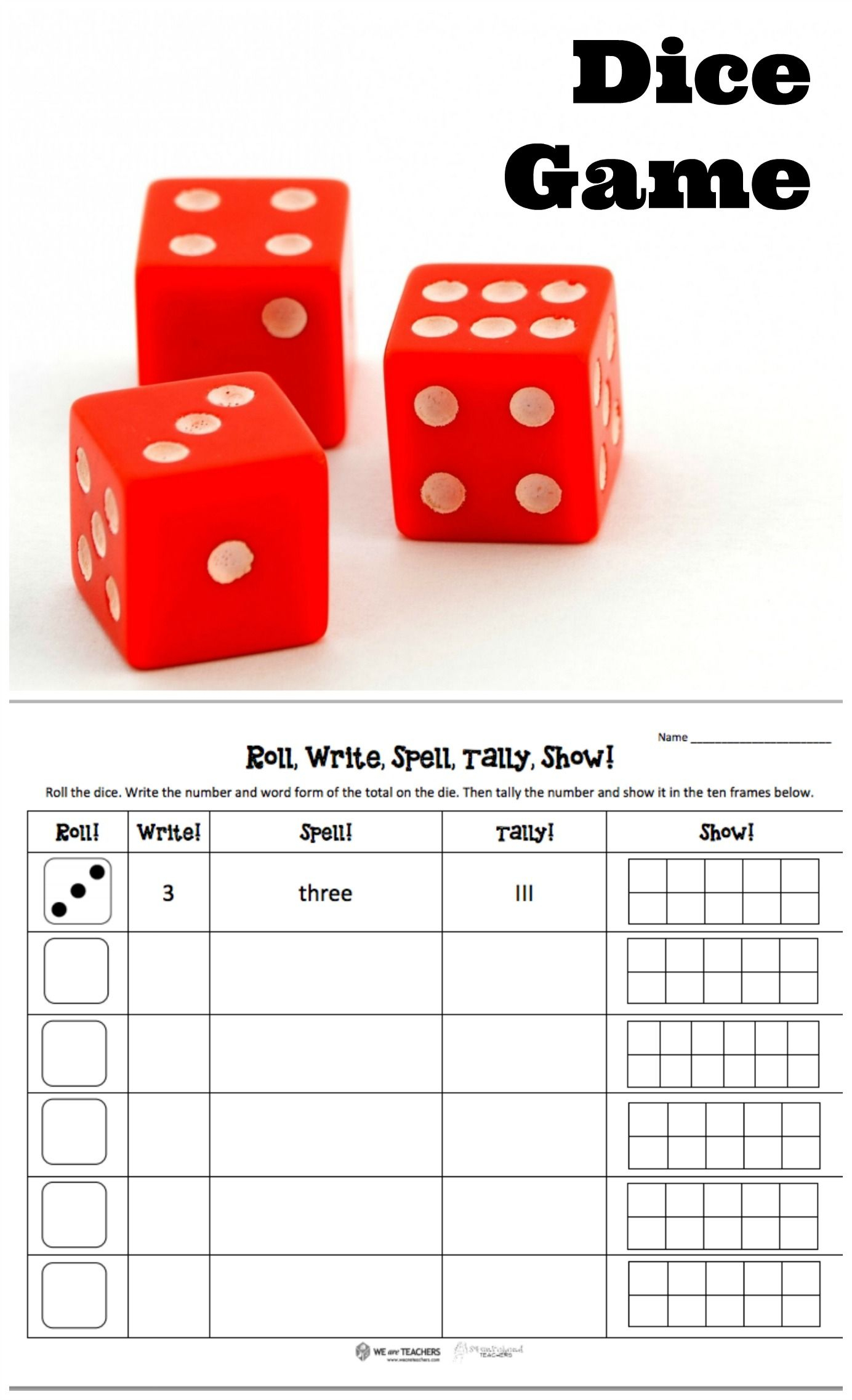 Free Printable: Roll Dice, Write, And Tally The Numbers | Numeracy - Roll A Monster Free Printable