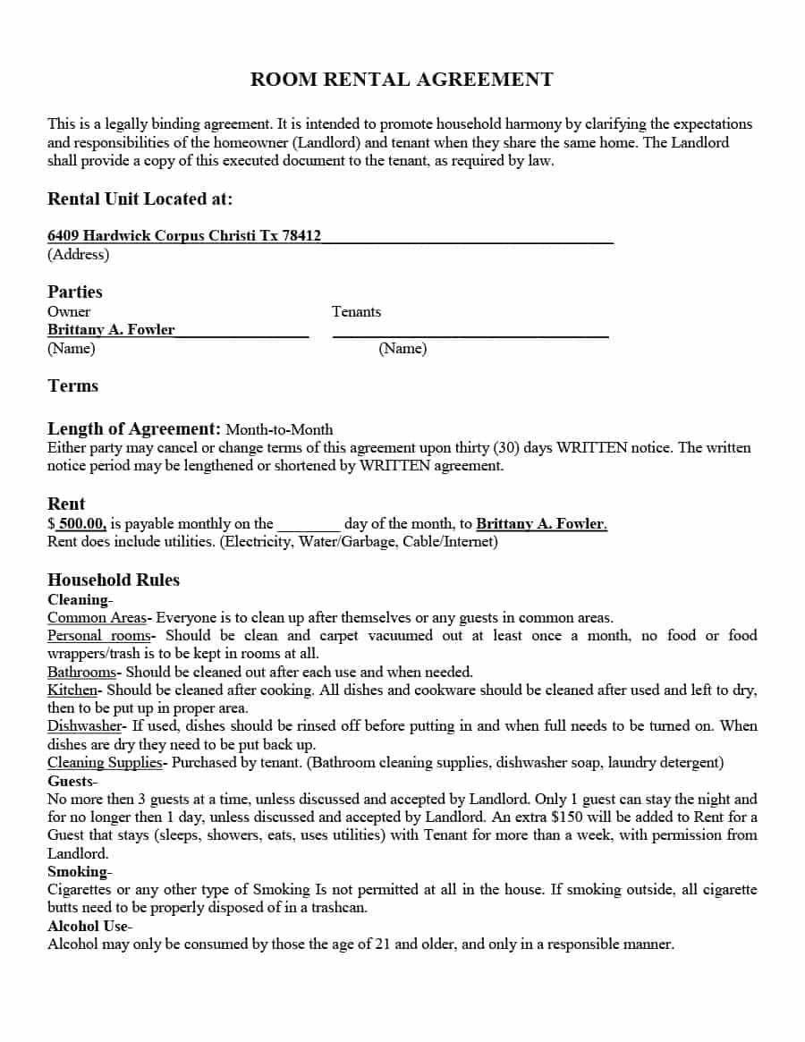 Free Printable Room Rental Agreement Forms Excellent 39 Simple Room - Free Printable Room Rental Agreement Forms