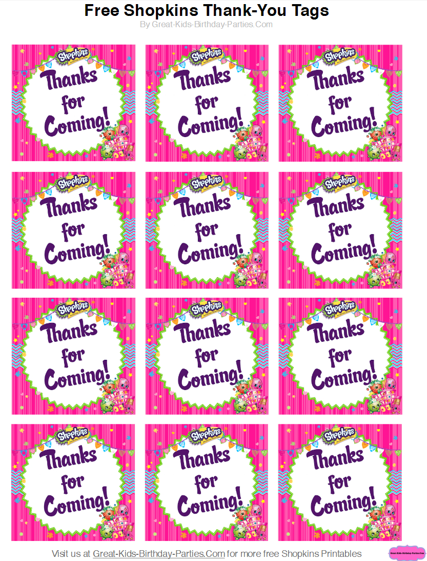 Free Printable S Hopkins Thank You For Coming Tags - 9.7 - Thank You For Coming Free Printable Tags