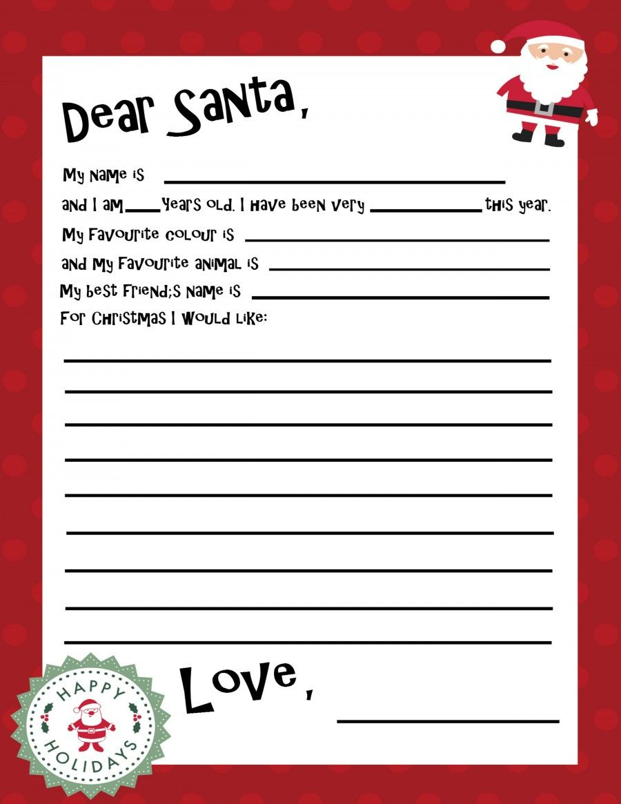 Free Printable Santa Letter Template | Holiday Christmas | Free - Free Printable Santa Letter Paper