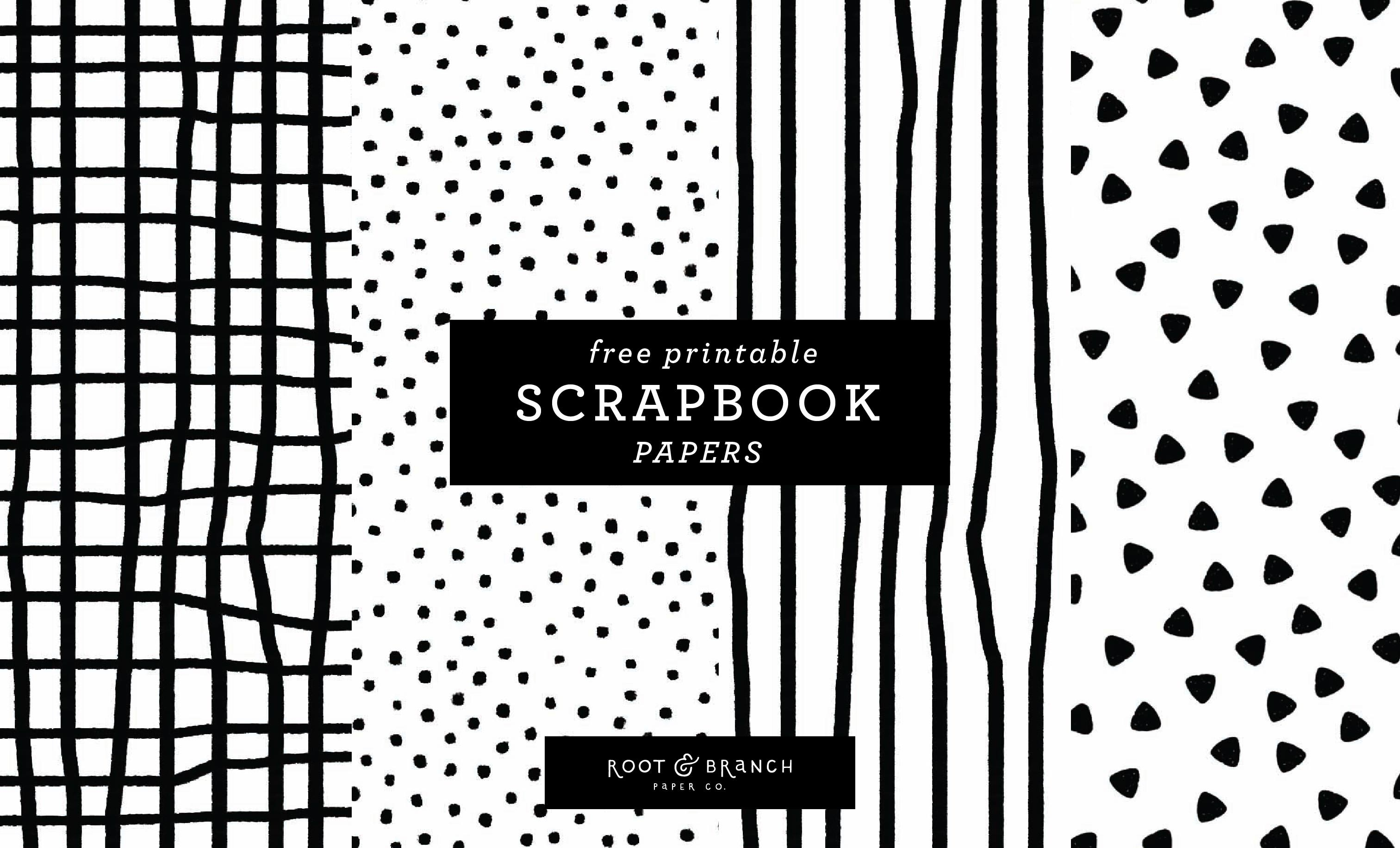 Free Printable Scrapbook Papers: Black And White Prints — Root - Free Printable Scrapbook Paper