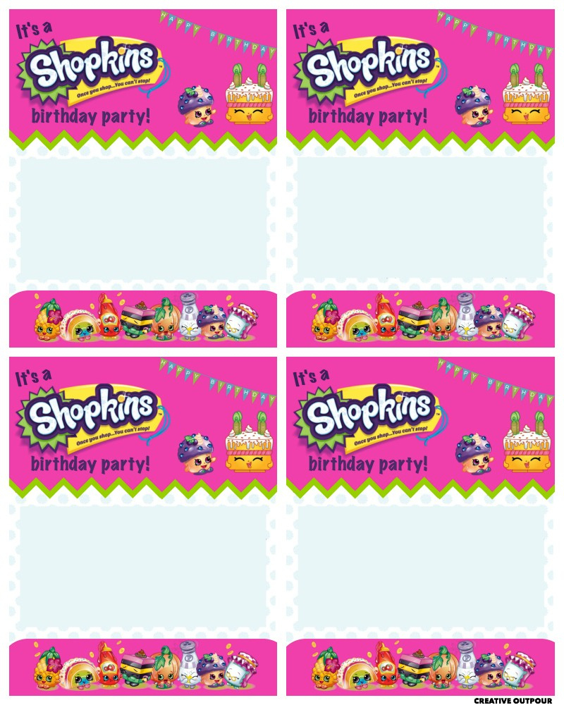 Free Printable Simple Blue Shopkin Invitation Template Within - Free Printable Shopkins Invitations