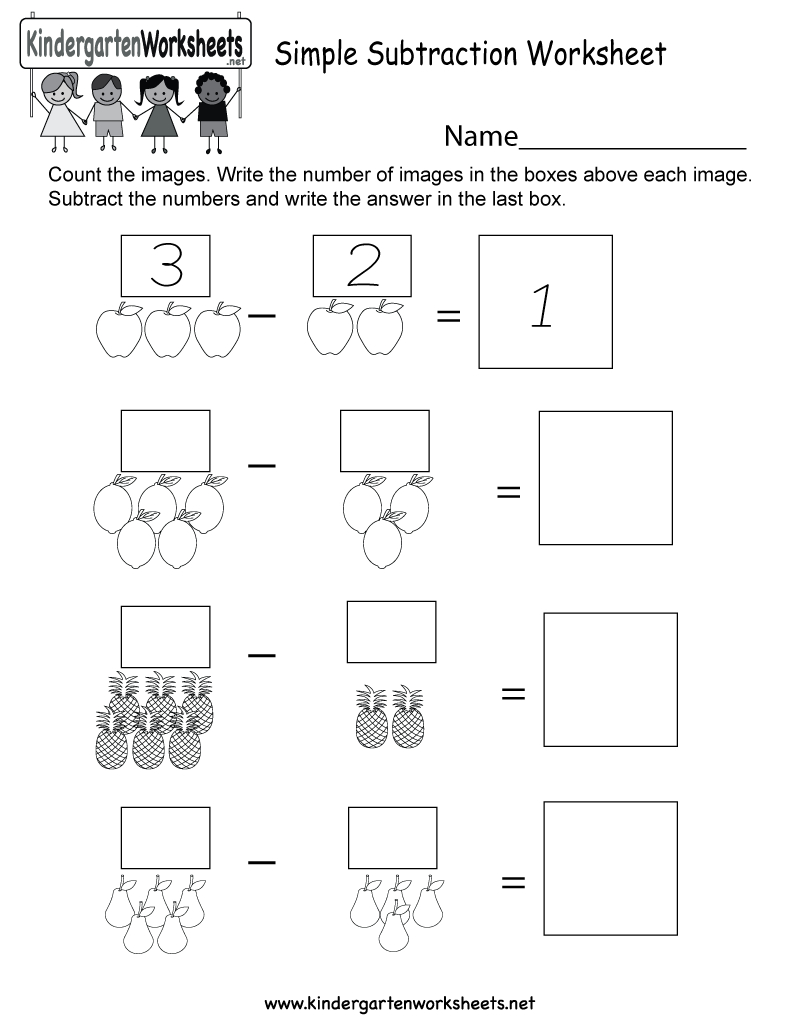 Free Printable Simple Subtraction Worksheet For Kindergarten - Free Printable Subtraction Worksheets