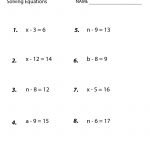Free Printable Solving Equations Worksheet For Seventh Grade   Free Printable 7Th Grade Math Worksheets