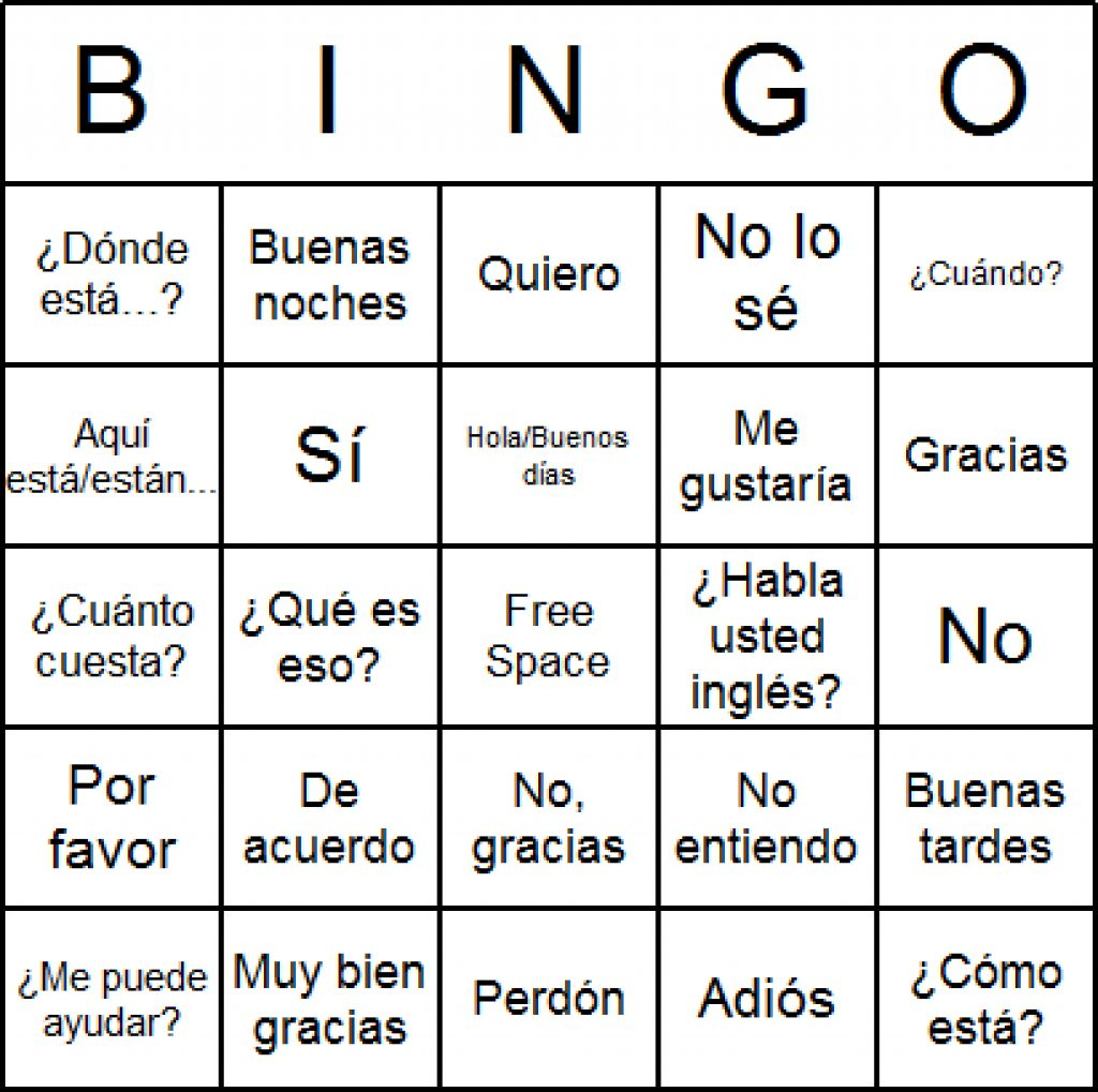 Free Printable Spanish Bingo Cards | Free Printable - Free Printable Spanish Bingo Cards