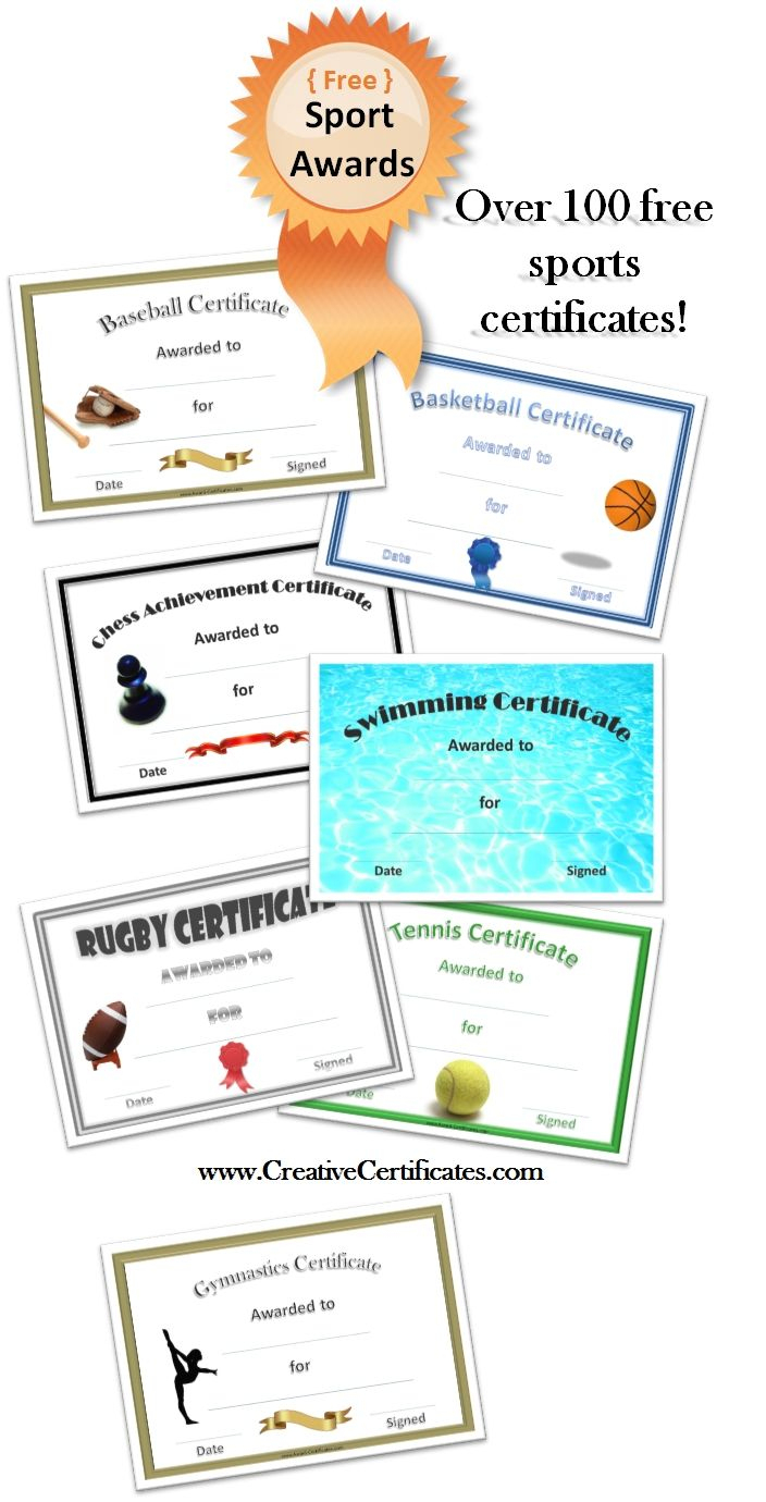 Free Printable Sport Certificates - Over 100 Available - All Free - Free Printable Softball Award Certificates
