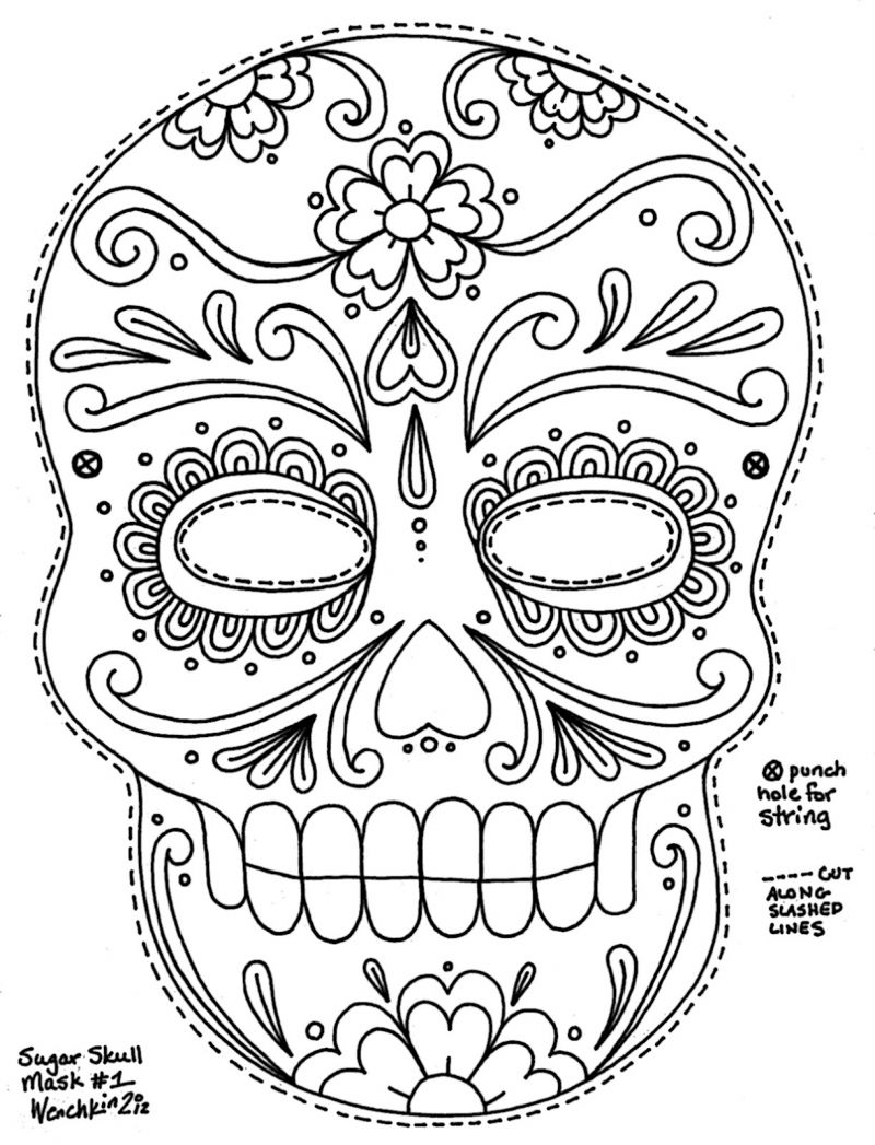Free Printable Sugar Skull Day Of The Dead Mask. Could Use To Make - Free Printable Day Of The Dead Worksheets
