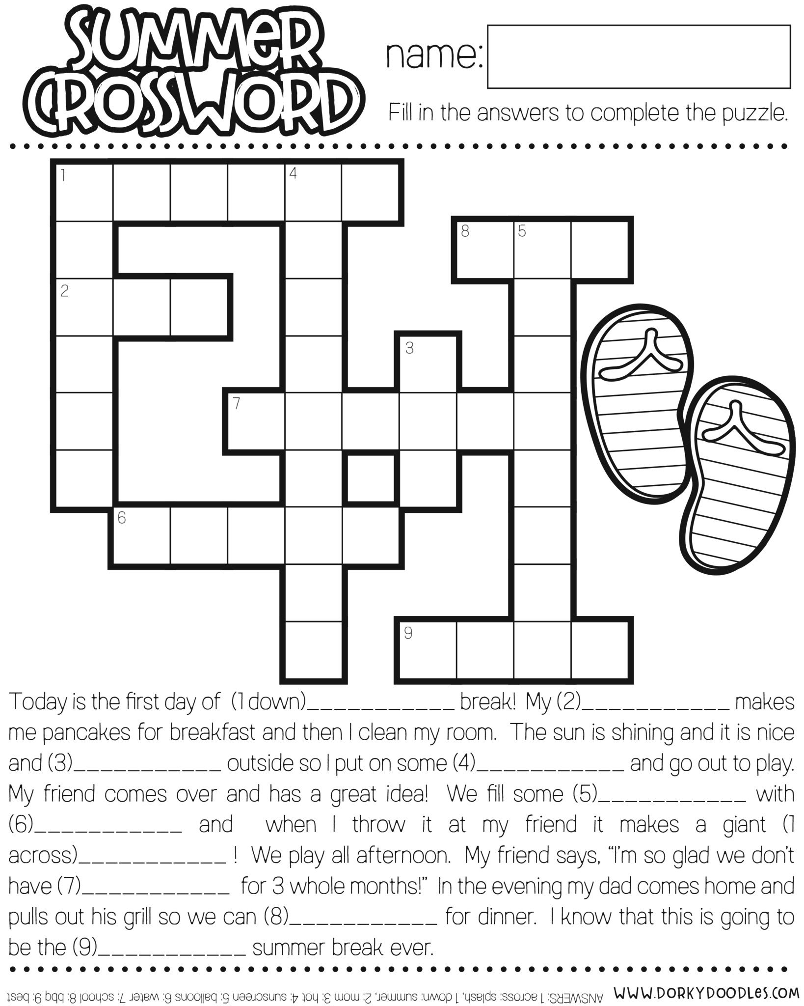 Free Printable Summer Crossword Puzzles | Www.picsbud - Free Printable Summer Puzzles