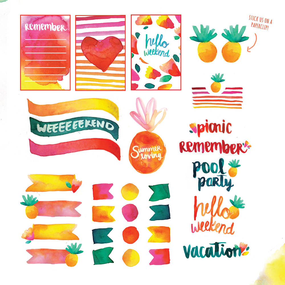 Free Printable: Summer Watercolor Planner Stickers | Blitsy - Free Printable Summer Pictures