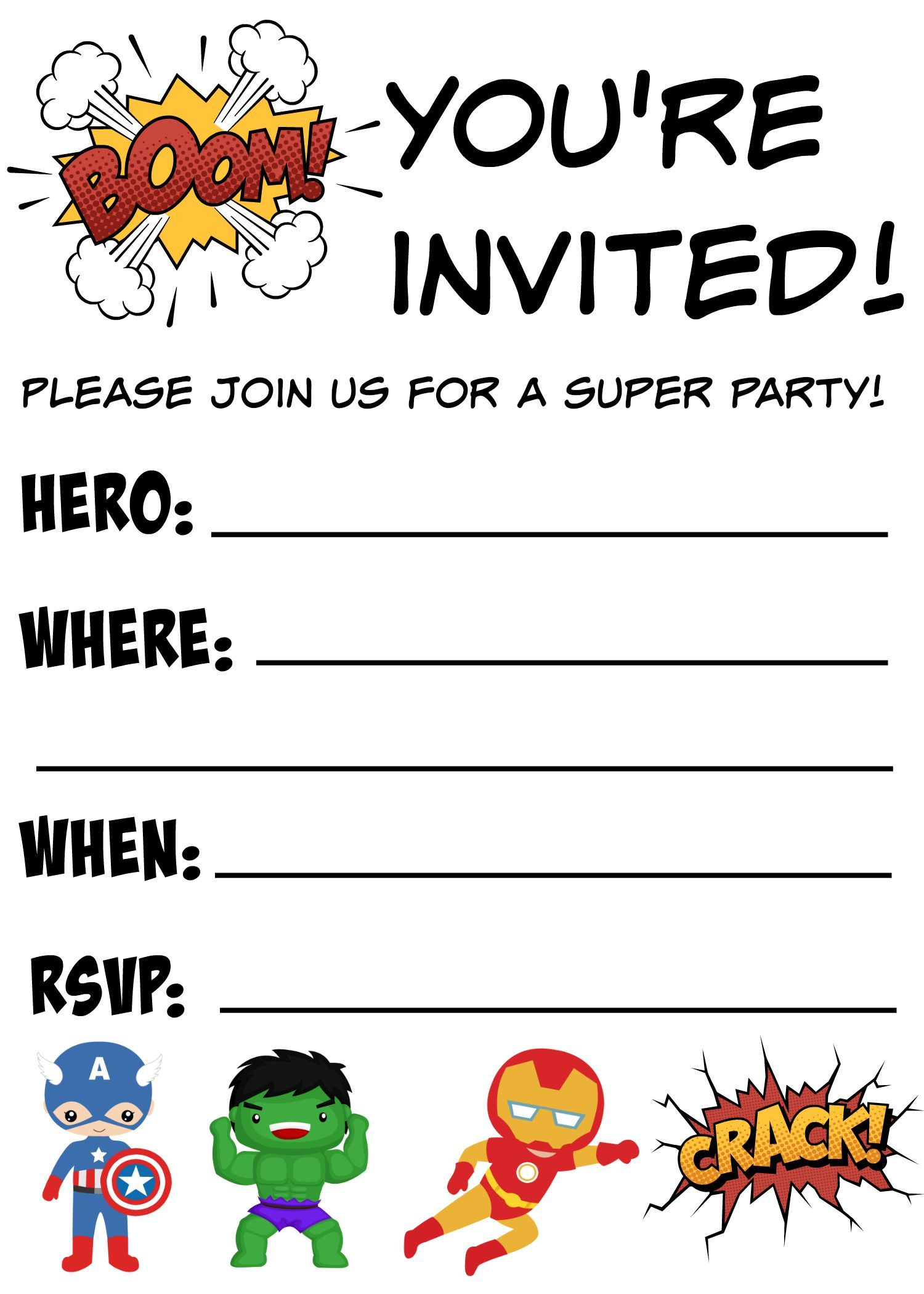 Free Printable Superhero Birthday Invitations | Birthdays - Avengers Printable Invitations Free