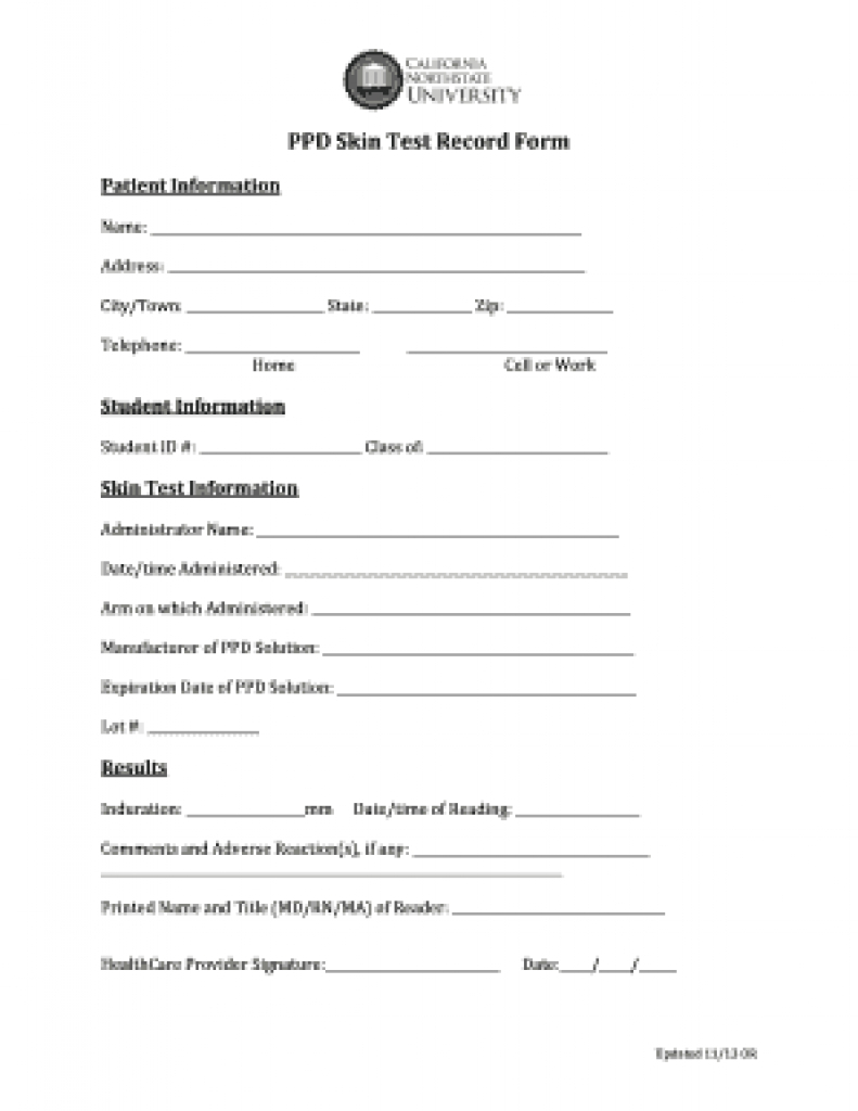 Free Printable Tb Test Form | Free Printable - Free Printable Tb Test Form