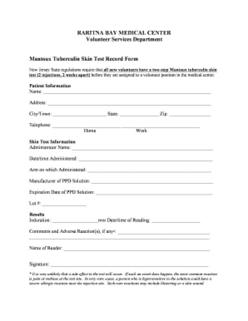 Free Printable Tb Test Form | Free Printable - Free Printable Tb Test Form