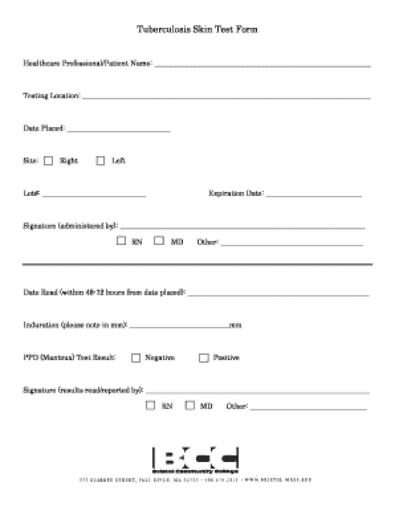 Free Printable Tb Test Form | Free Printable - Free Printable Tb Test Form