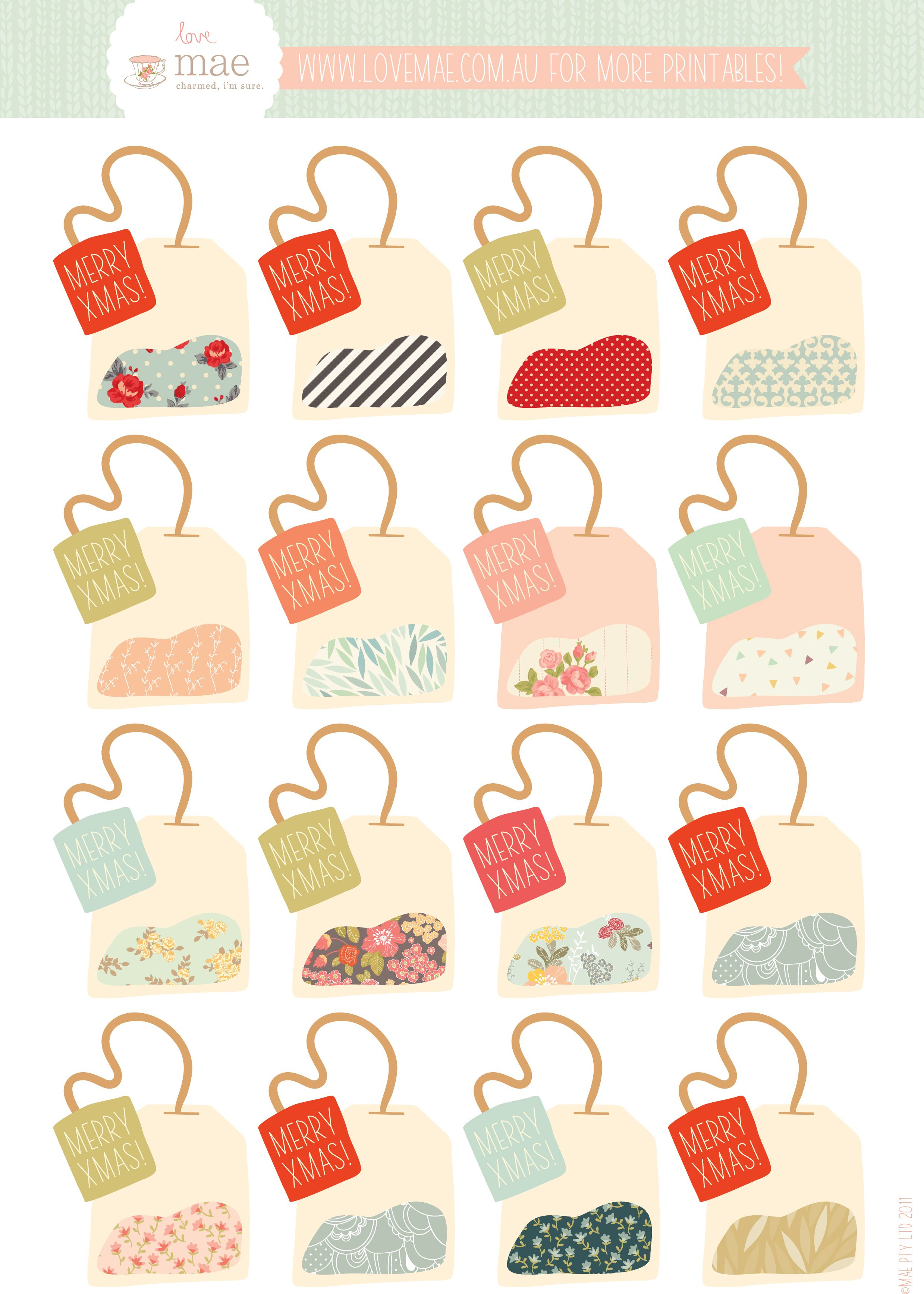 Free Printable Tea Bag Gift Tags (If Only It Didn&amp;#039;t Say Xmas - Free Printable Gift Bag Tags