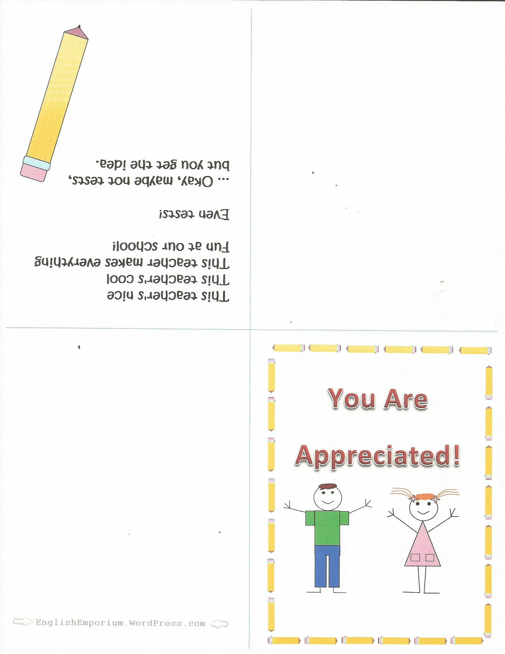 Free Printable Teacher Appreciation Card | Secret Pal Ideas From - Free Printable Teacher Appreciation Cards
