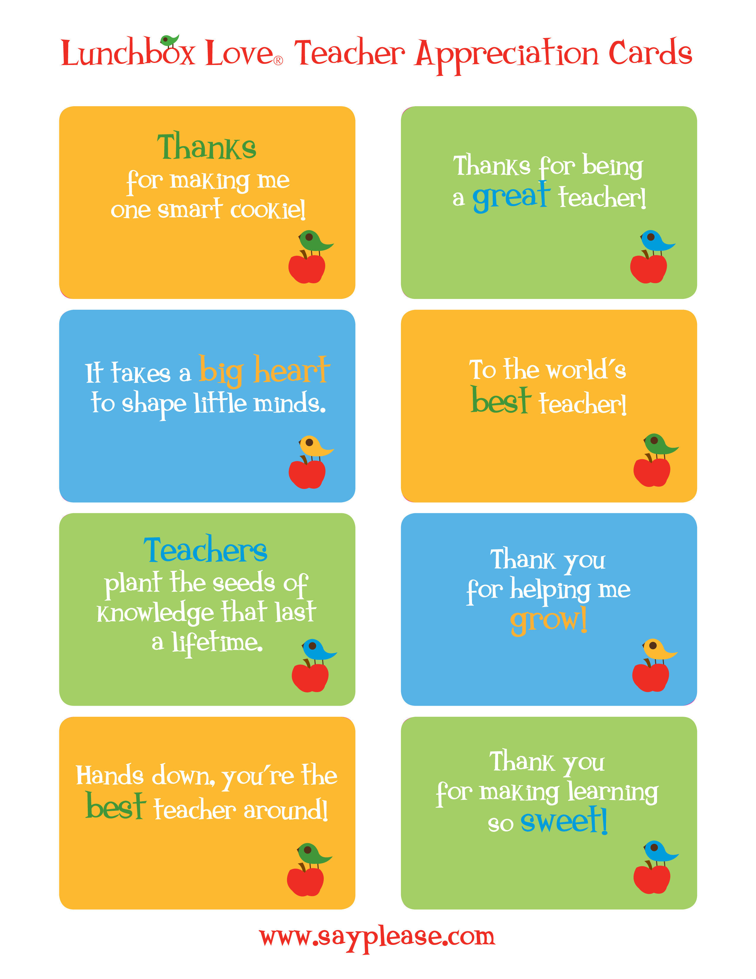 Free Printable Teacher Appreciation Cards To Say Thank You - Classy - Free Printable Teacher Appreciation Cards