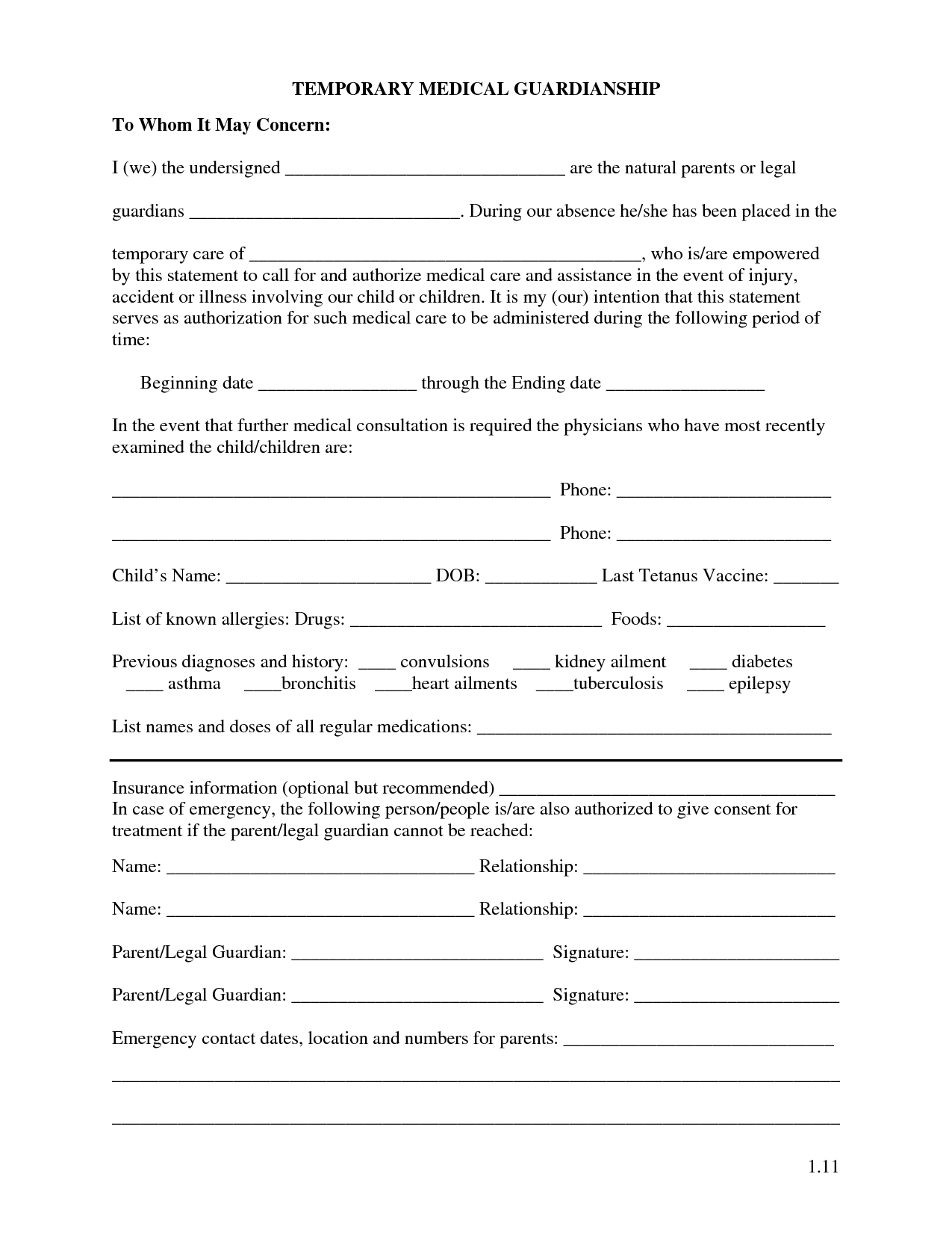 Free Printable Temporary Guardianship Forms | Forms - Free Printable Legal Guardianship Forms