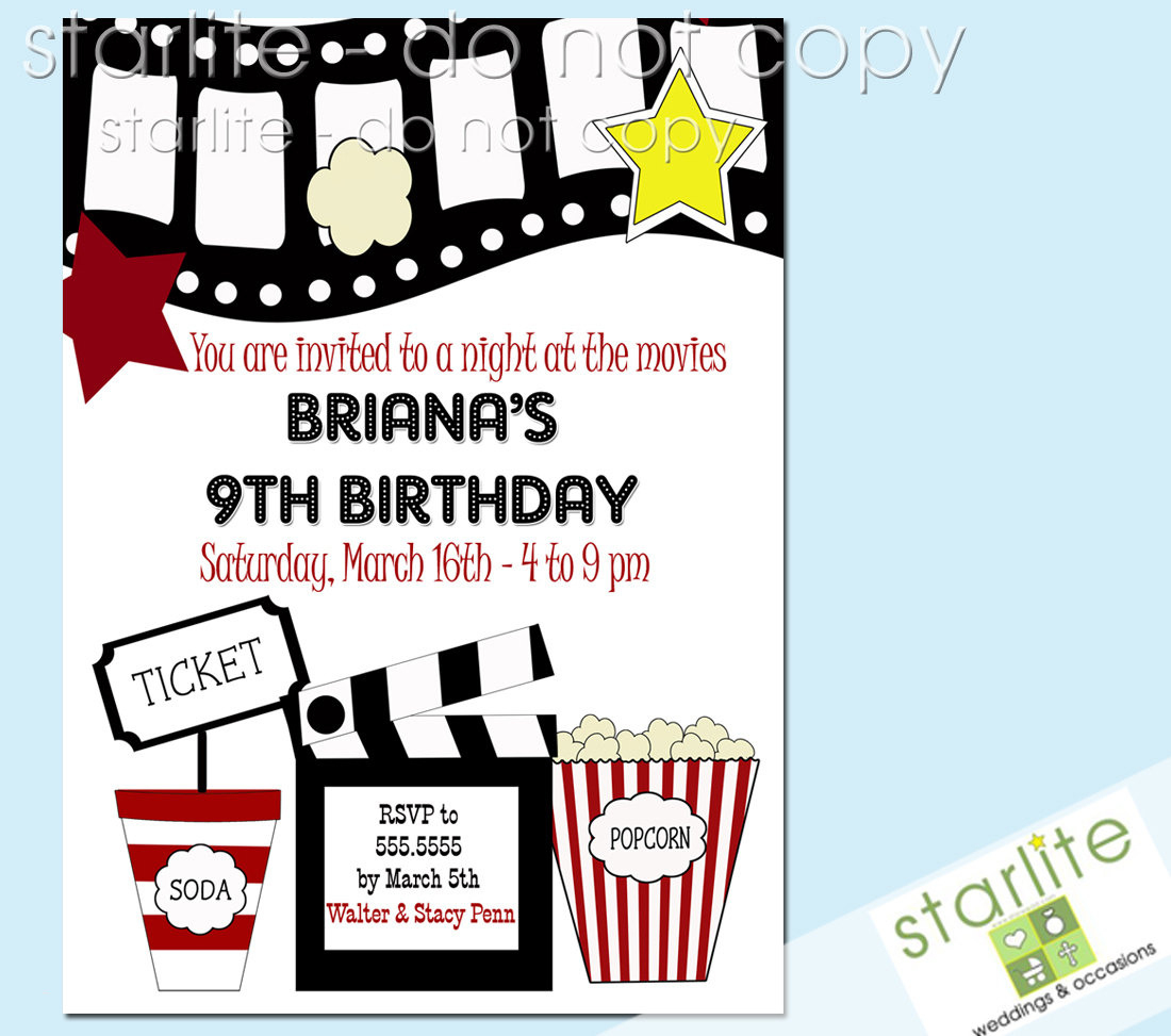 Free Printable Th Birthday Party Invitations Lovely Free Movie Night - Movie Night Birthday Invitations Free Printable