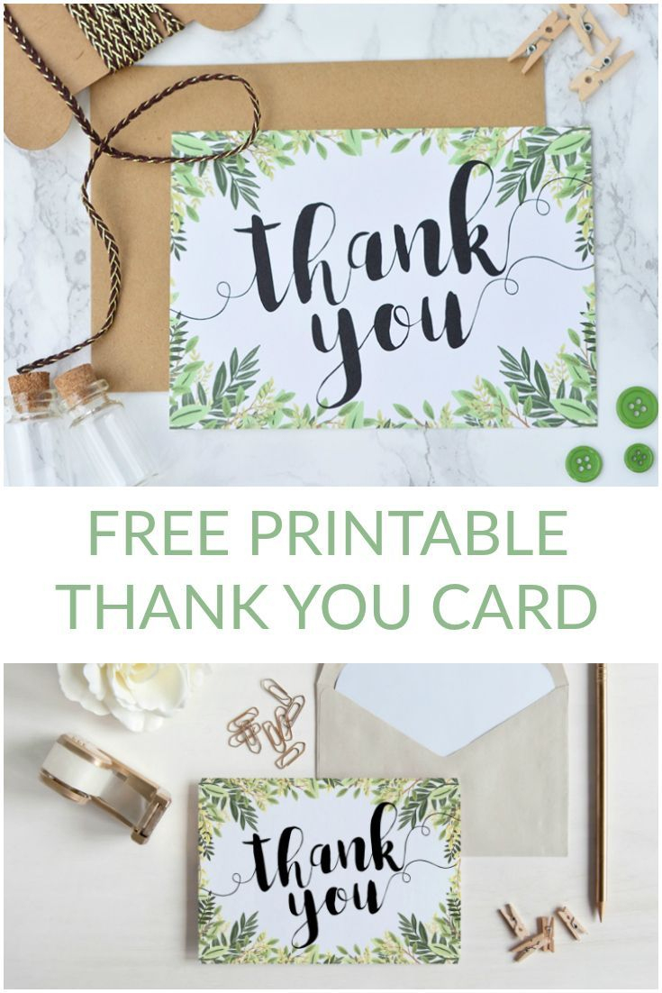 Free Printable Thank You Botanical Inspired Card | Digital Cards - Thank You Card Free Printable Template