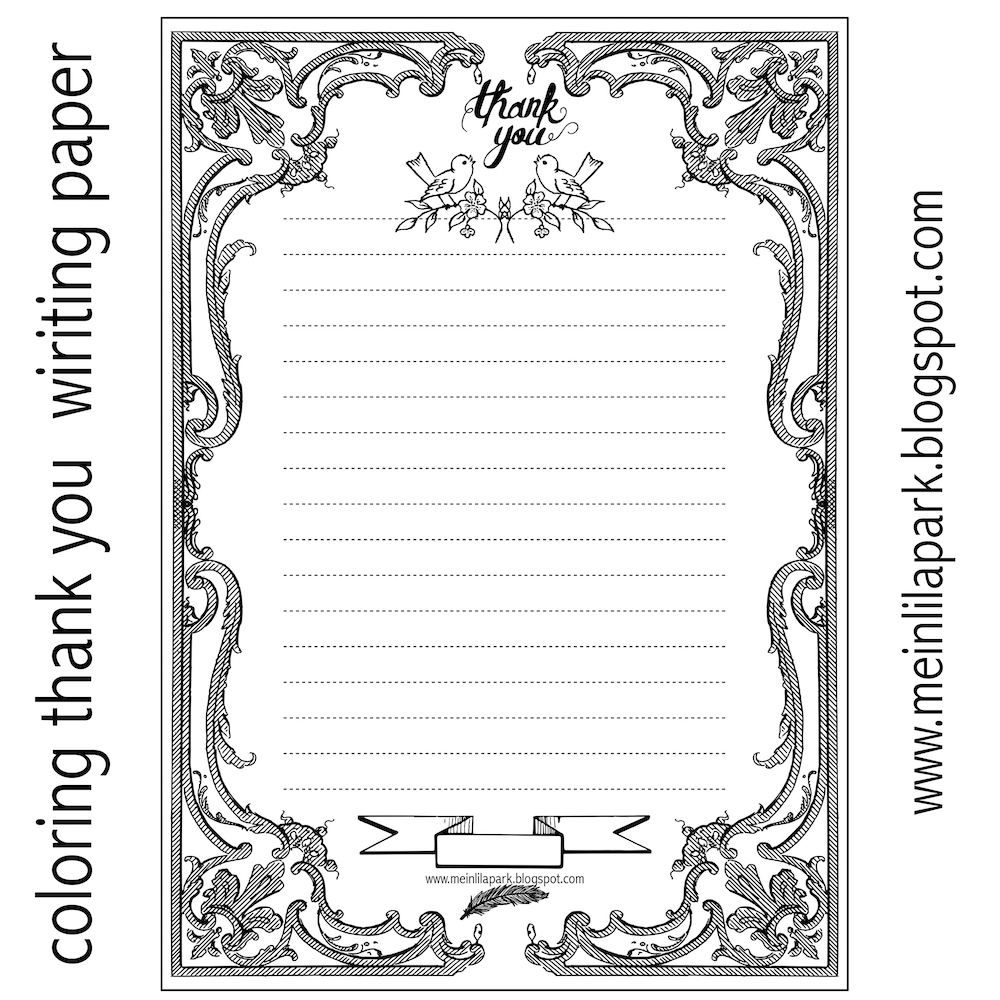 Free Printable Thank You Writing Paper - Ausruckbares Briefpapier - Writing Borders Free Printable