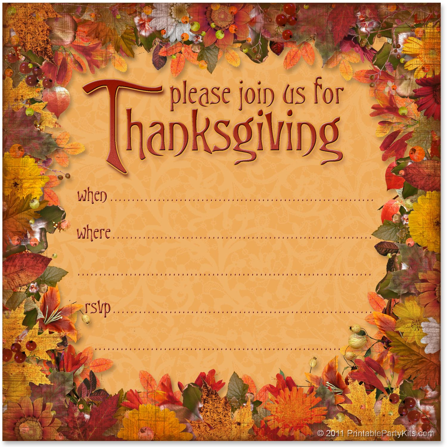 Free Printable Thanksgiving Invitation Templates Free Printable