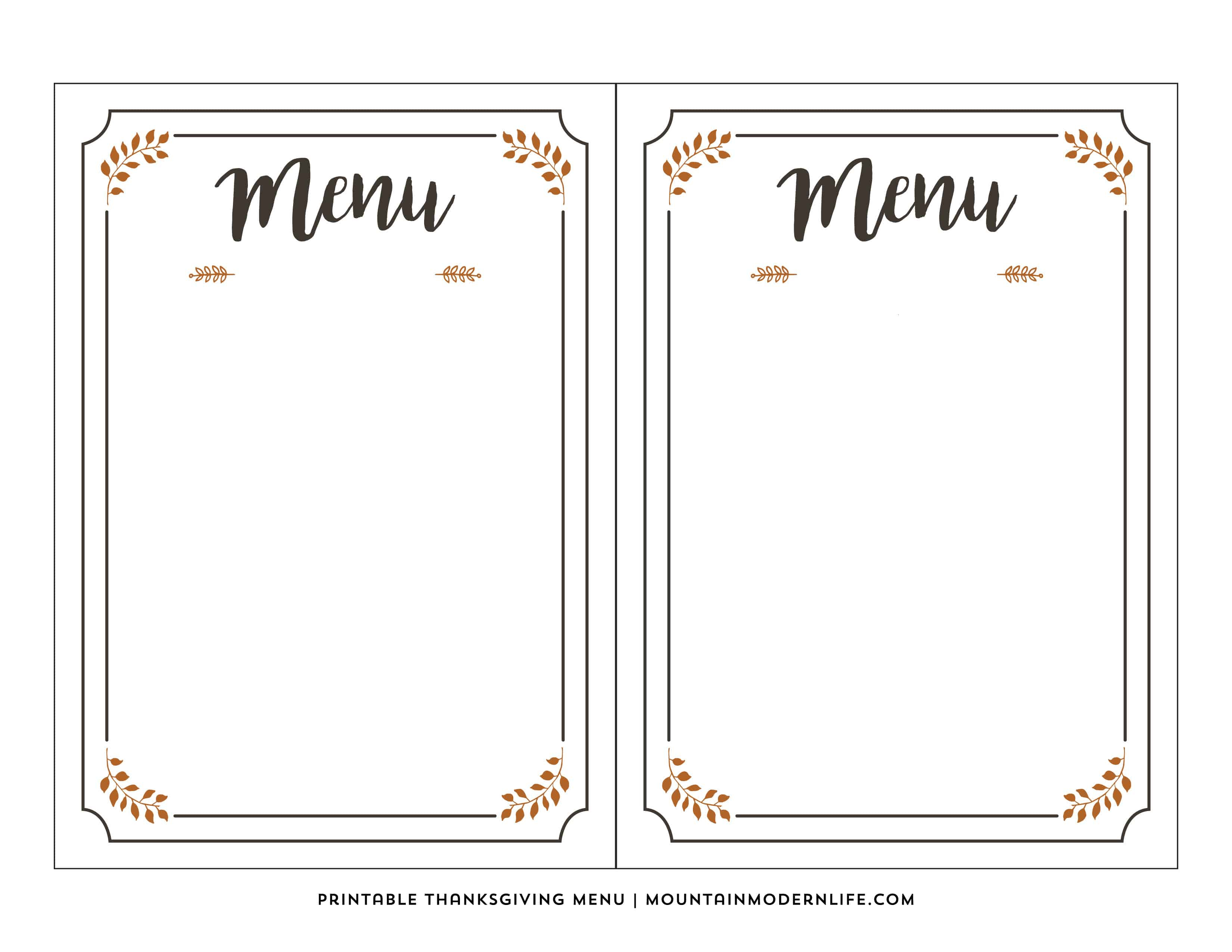 Free Printable Thanksgiving Menu | Mountainmodernlife - Free Printable Menu