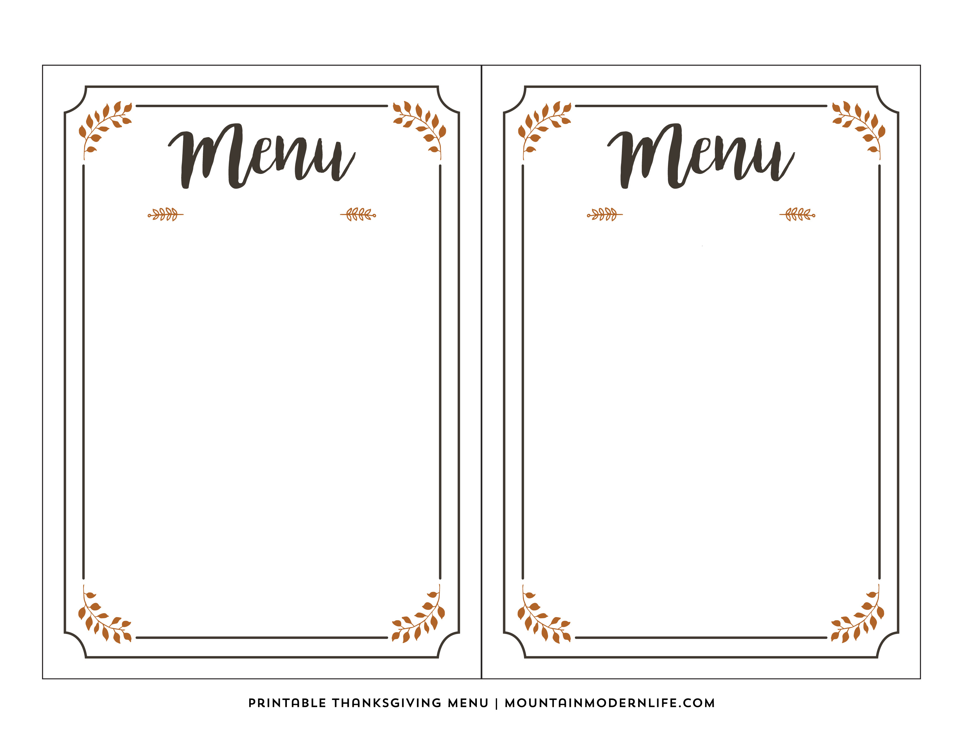 Free Printable Thanksgiving Menu | Mountainmodernlife - Free Printable Thanksgiving Menu Template