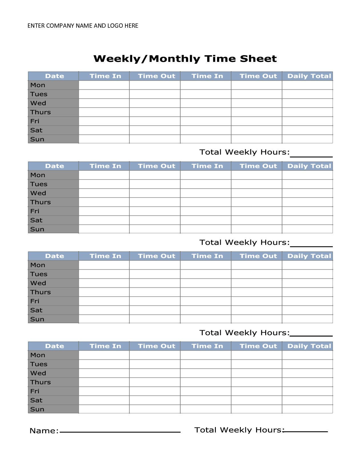 Free Printable Time Sheets Pdf – New-Top-Directory - Free Printable Time Sheets Pdf
