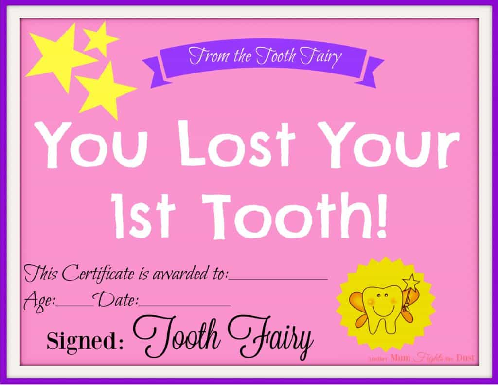 Free Printable Tooth Fairy Certificate - Another Mum Fights The Dust - Free Printable Tooth Fairy Certificate