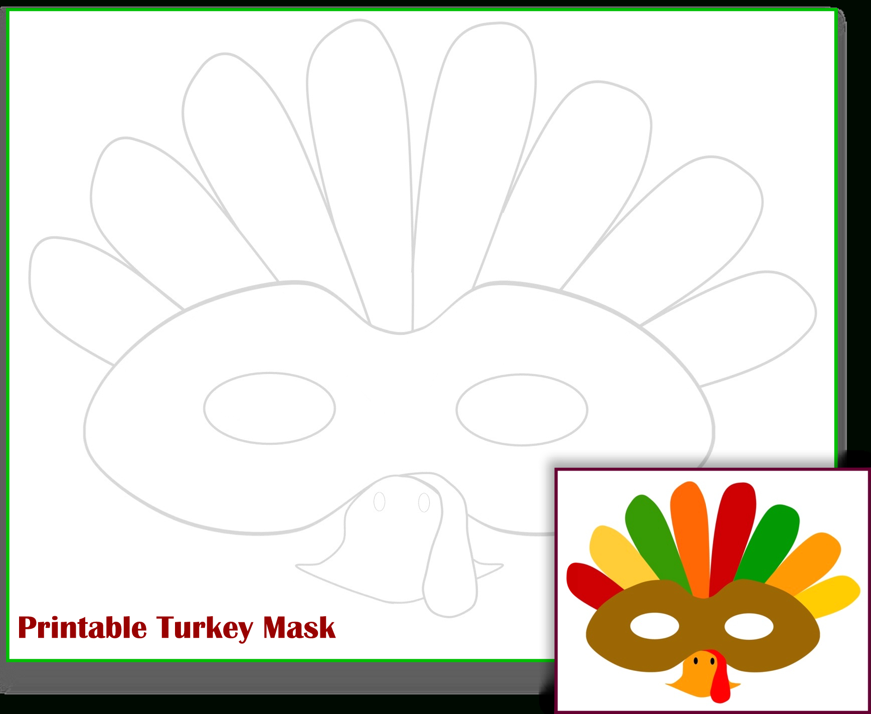 Free Printable Turkey Mask Template | The Mama Zone - Free Printable Turkey Template