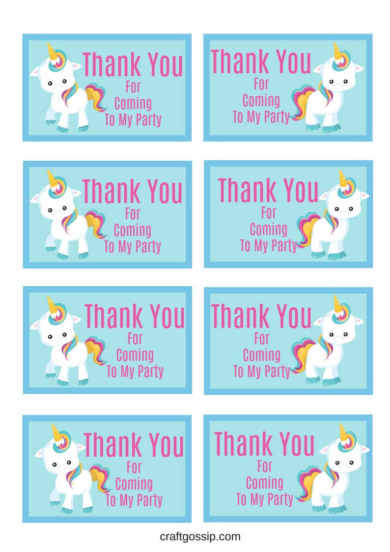 Free Printable Unicorn Party Gift Tag | Birthday Ideas - Thank You For Coming Free Printable Tags
