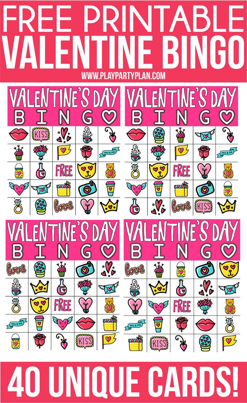 Free Printable Valentine Bingo Cards For All Ages - Play Party Plan - Free Printable Bingo Games