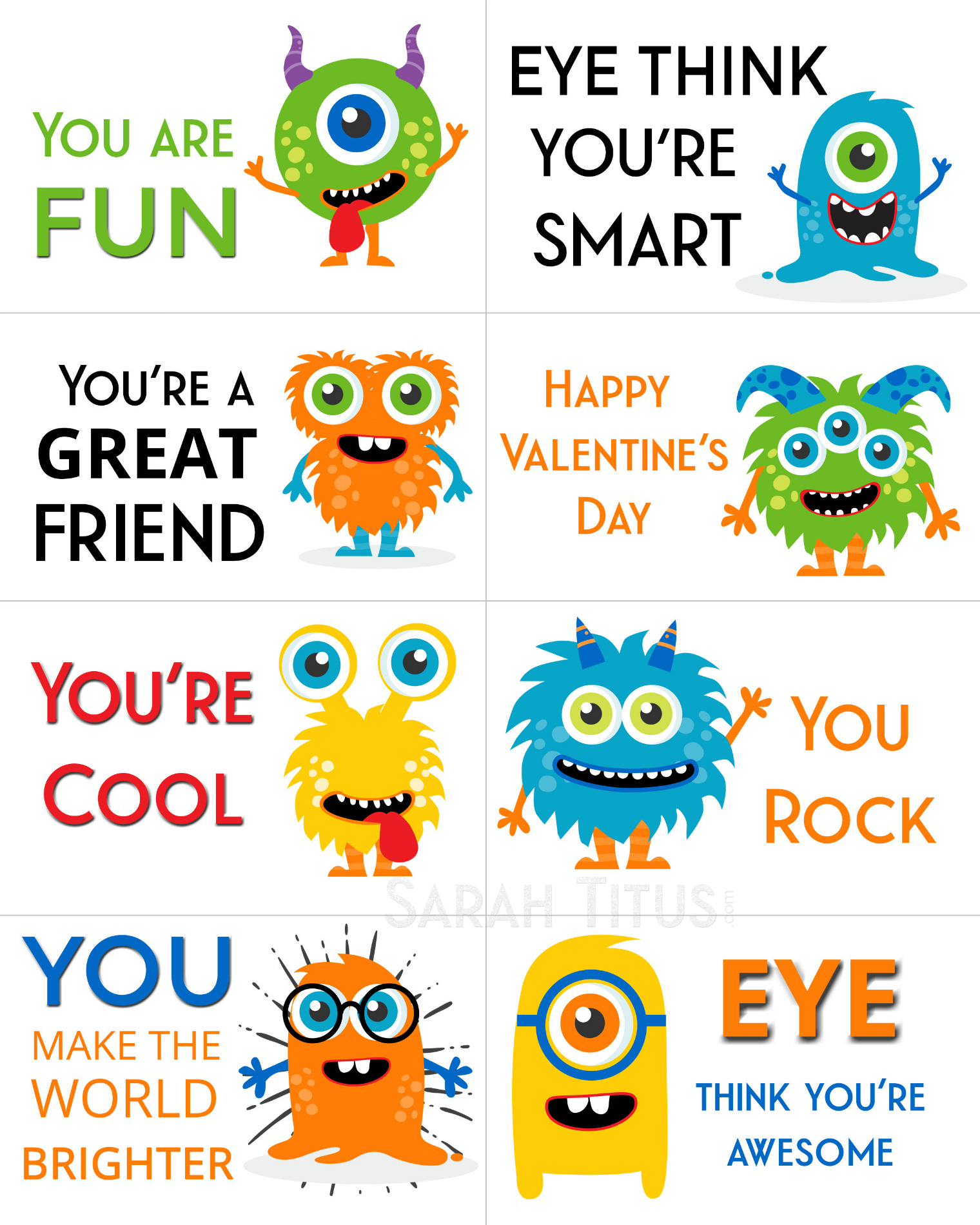 Free Printable Valentine Cards - Sarah Titus - Free Printable Valentine Cards For Kids
