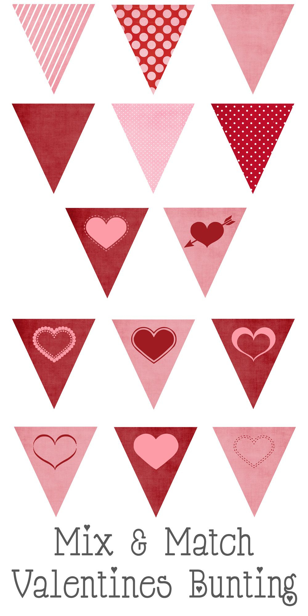 Free Printable Valentines Mix And Match Bunting | Bless Your Heart - Free Printable Valentine Decorations
