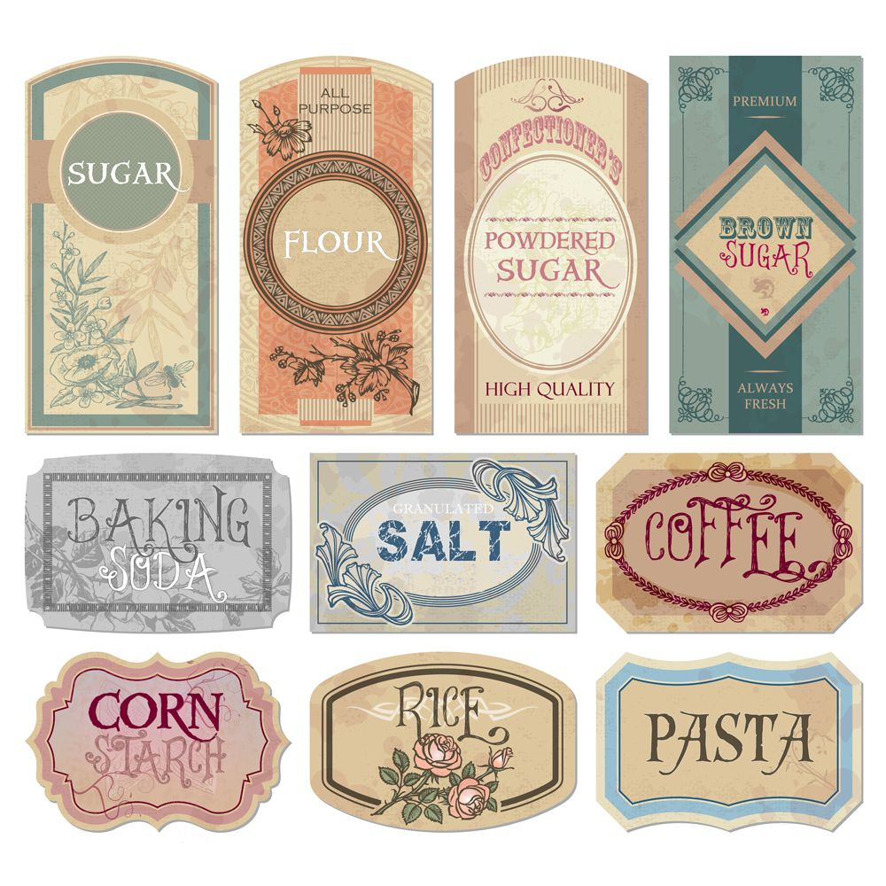 Free Printable Vintage Labels For Jars And Canisters To Organize - Free Printable Vintage Pictures