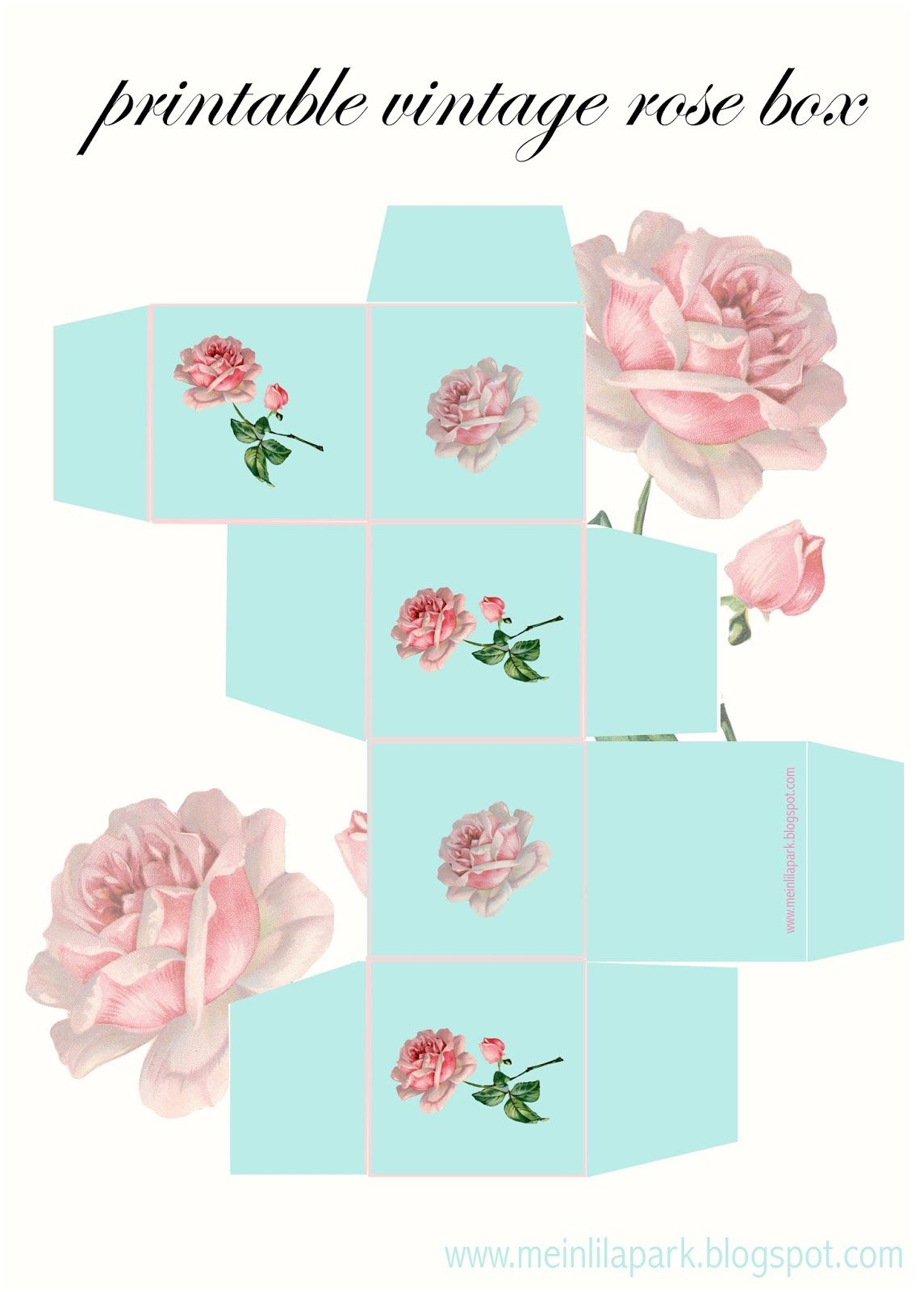 Free Printable Vintage Rose Gift Box - Ausdruckbare Geschenkbox - Free Printable Gift Boxes