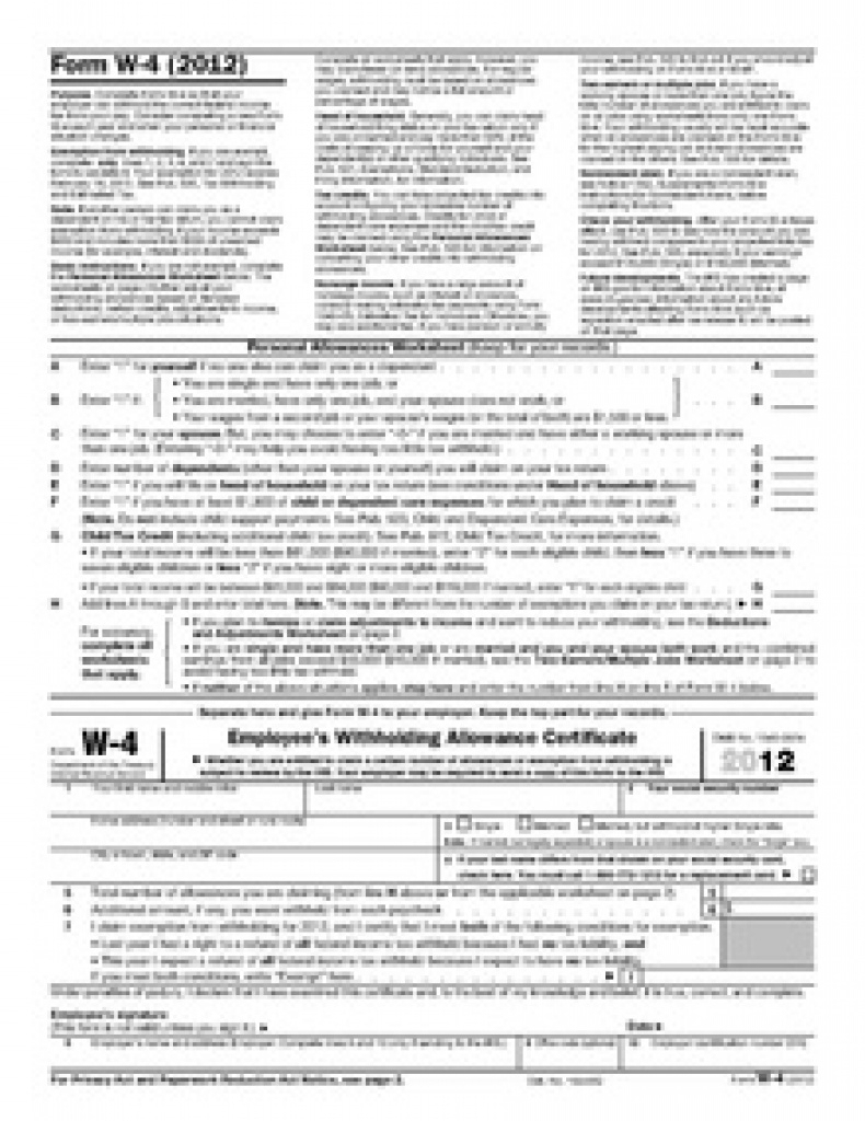 Free Printable W 4 Form - Ceriunicaasl For Free Printable W 4 Form - Free Printable W 4 Form