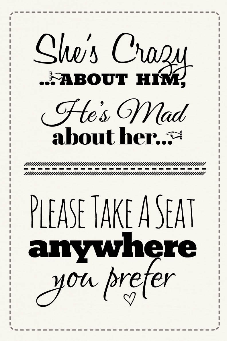 Free Printable Wedding Download: Pick A Seat Sign | Dream Come True - Free Printable Wedding Sparkler Sign