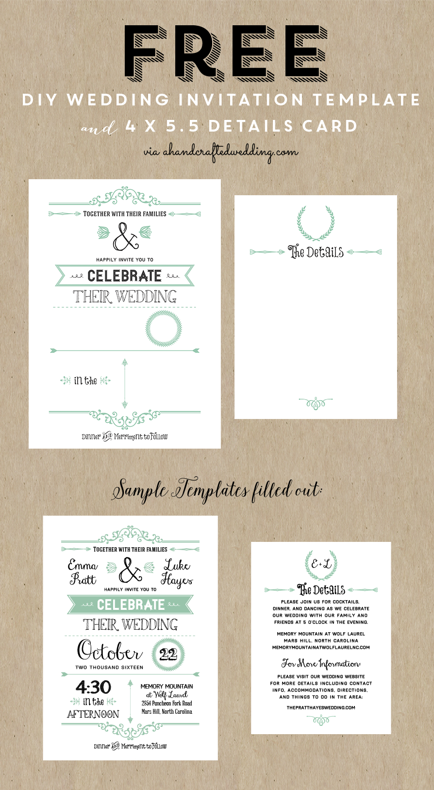 Free Printable Wedding Invitation Template | Wedding | Pinterest - Free Printable Wedding Invitations