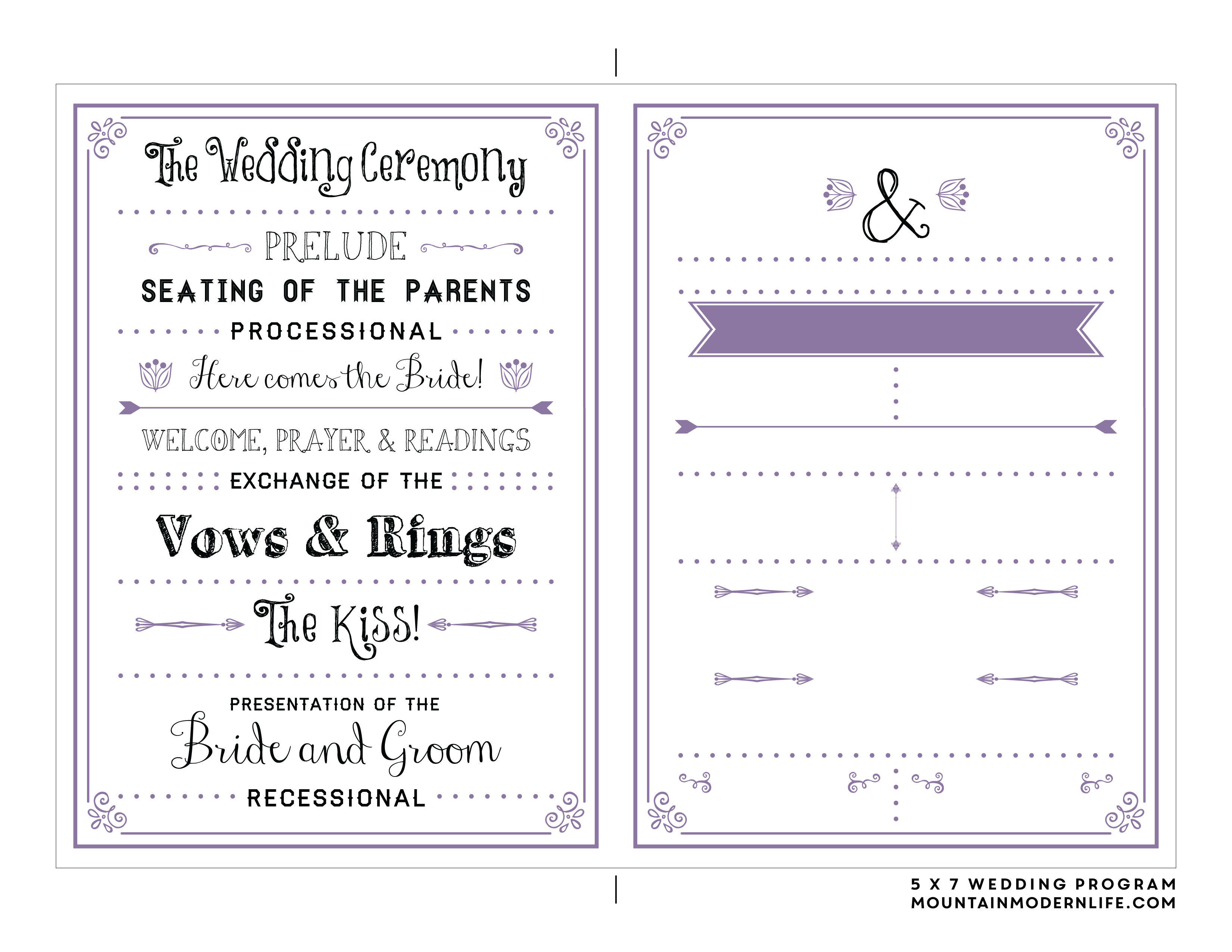 Free Printable Wedding Program | Mountainmodernlife - Free Printable Wedding Program Templates