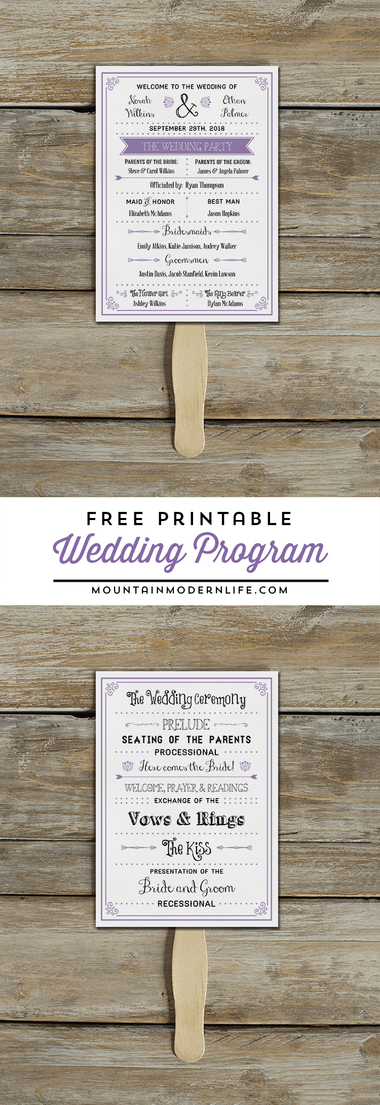 Free Printable Wedding Program | Mountainmodernlife - Free Printable Wedding Programs