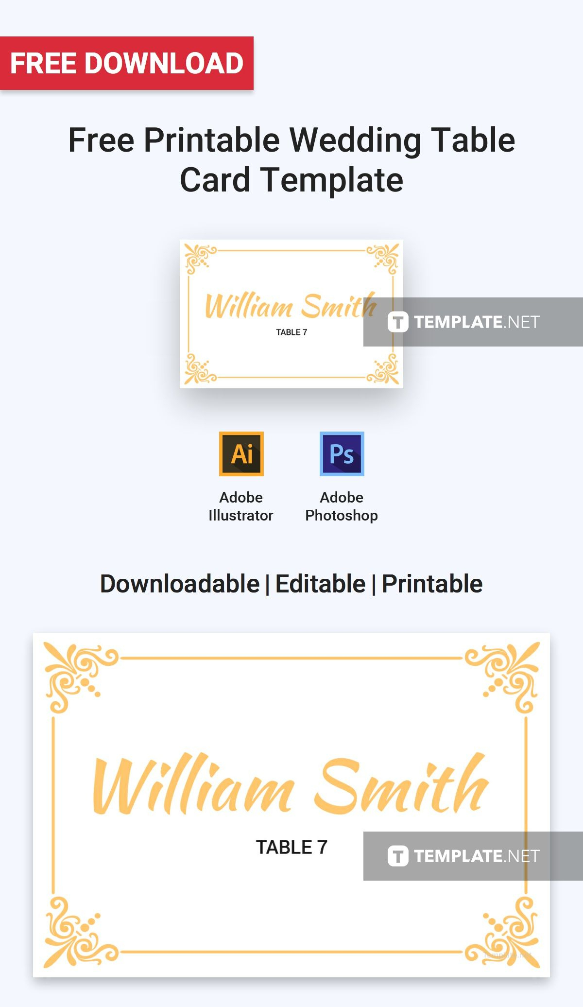 Free Printable Wedding Table Card | Printables, Invitations - Free Printable Place Cards Template