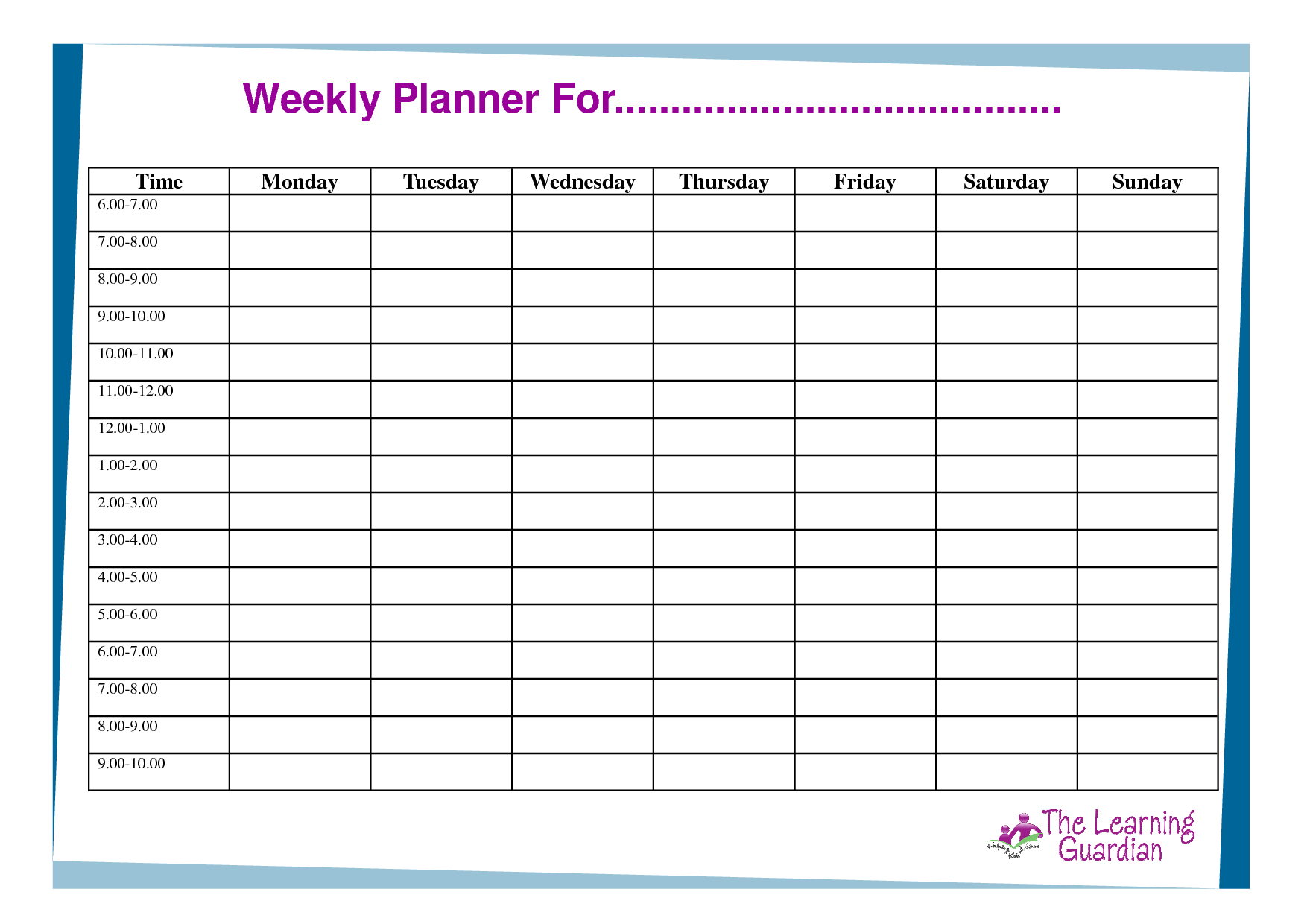 Free Printable Weekly Calendar Templates | Weekly Planner For Time - Free Printable Weekly Schedule