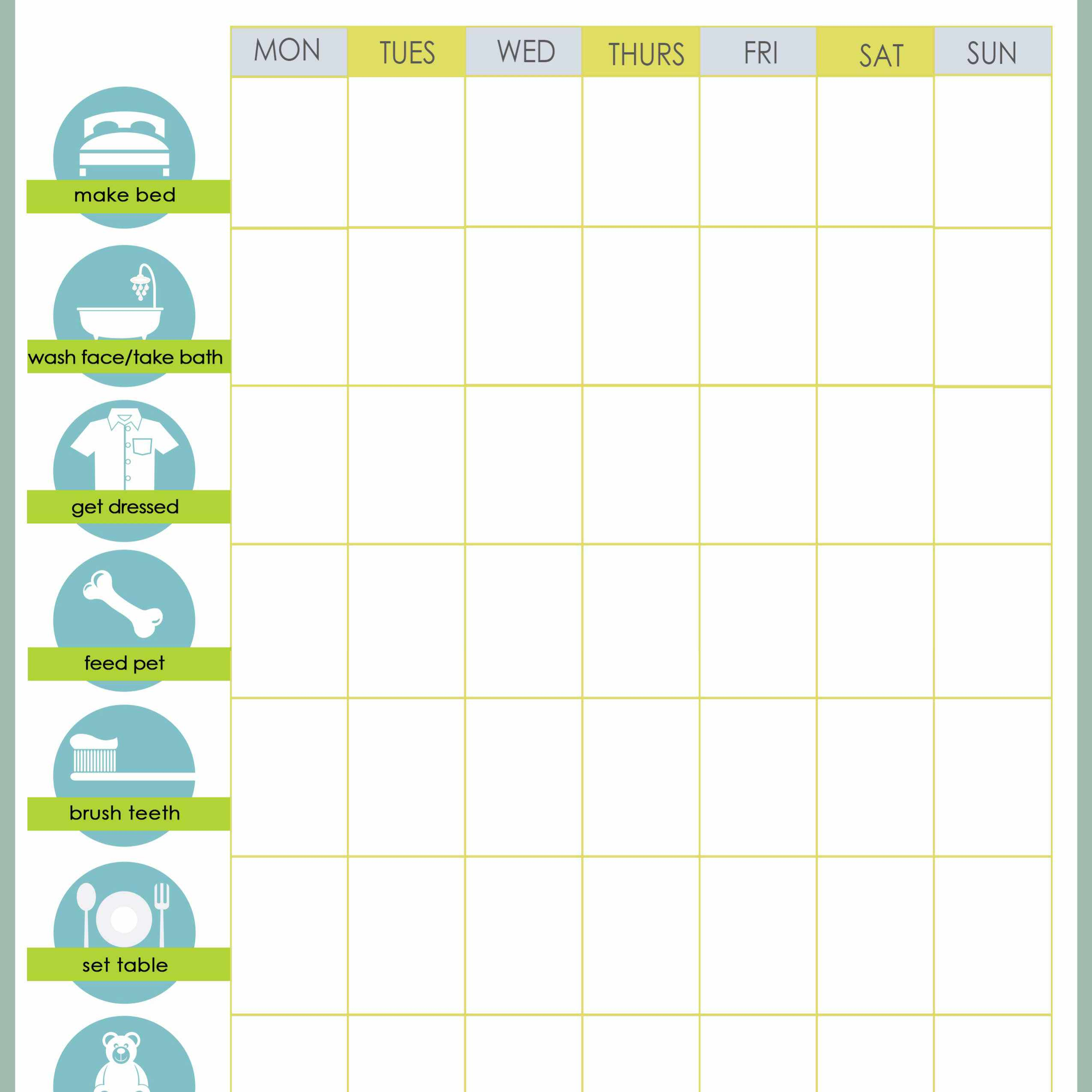 Free Printable Weekly Chore Charts - Free Editable Printable Chore Charts