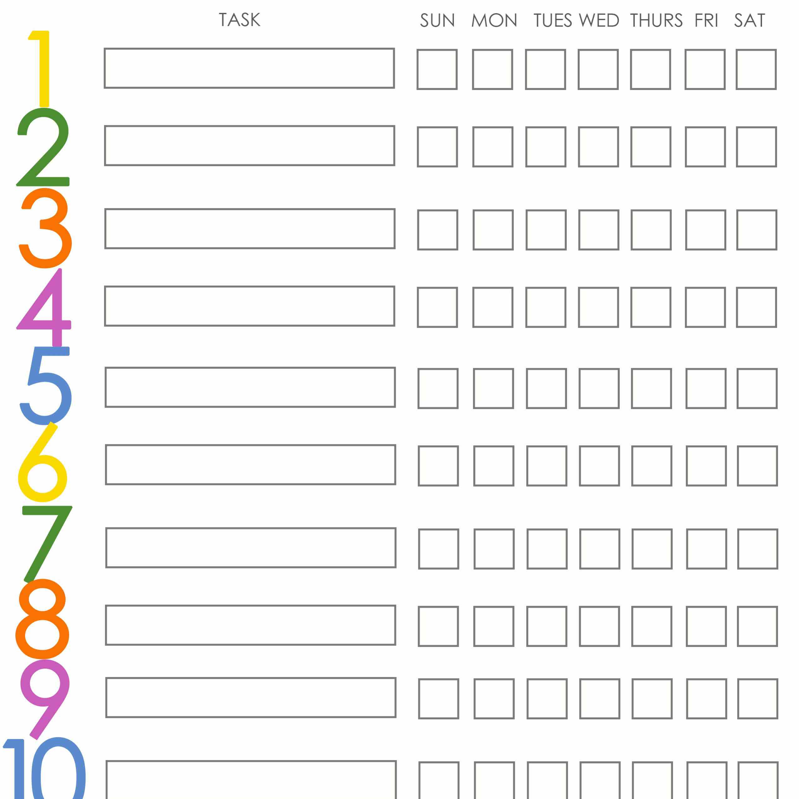 Free Printable Weekly Chore Charts - Free Printable Chore Charts For 7 Year Olds