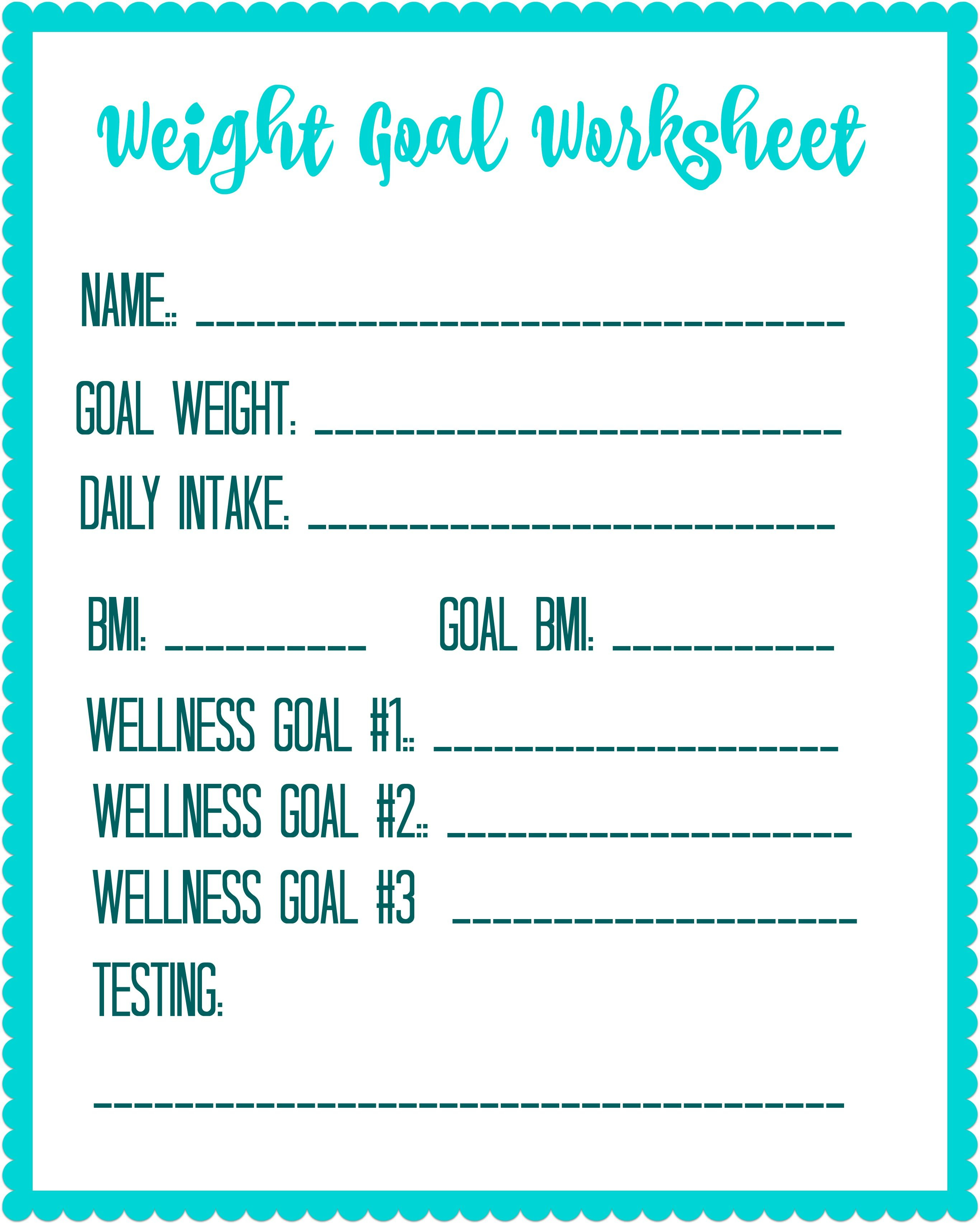 Free Printable Weight Loss Goal Worksheet - Free Printable Fitness Worksheets