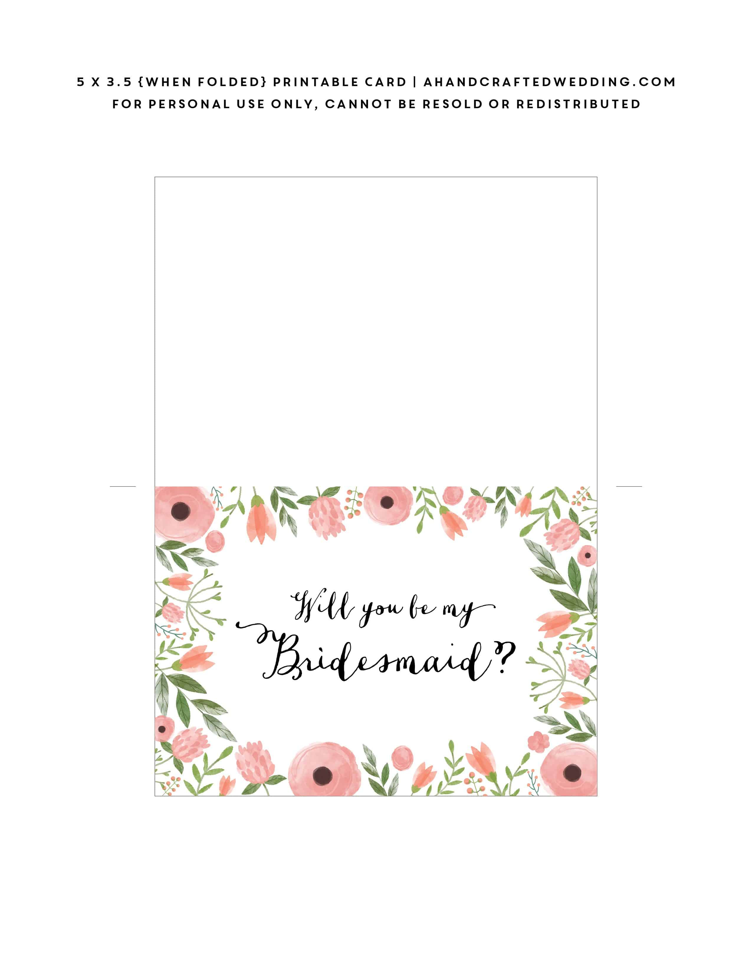 Free Printable Will You Be My Bridesmaid Card | Mountain Modern Life - Free Printable Cards