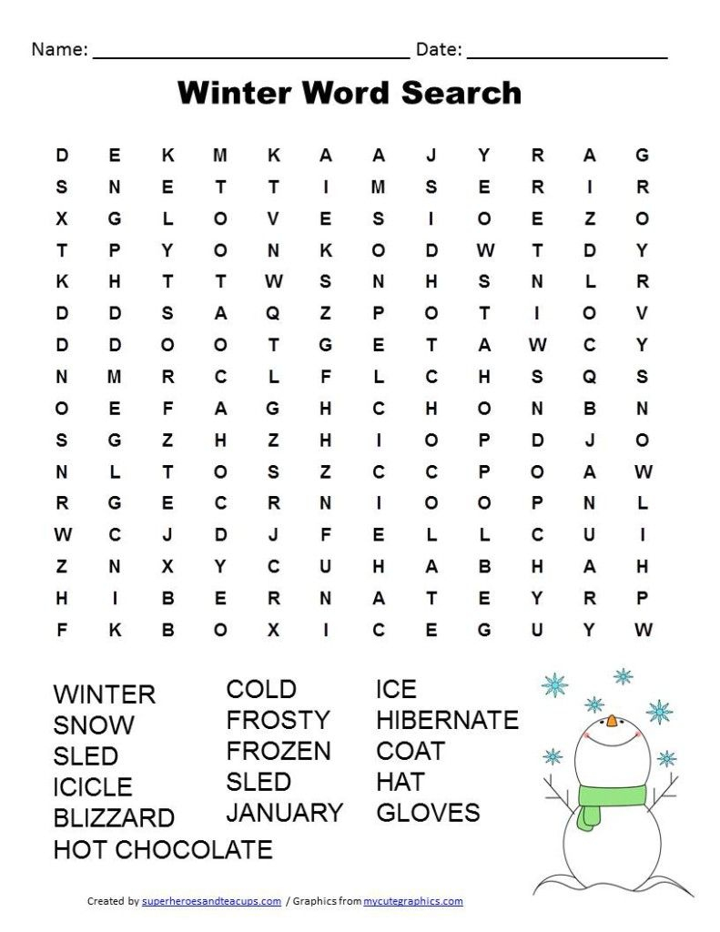 Free Printable Winter Word Search | Winter | Winter Word Search - 2Nd Grade Word Search Free Printable