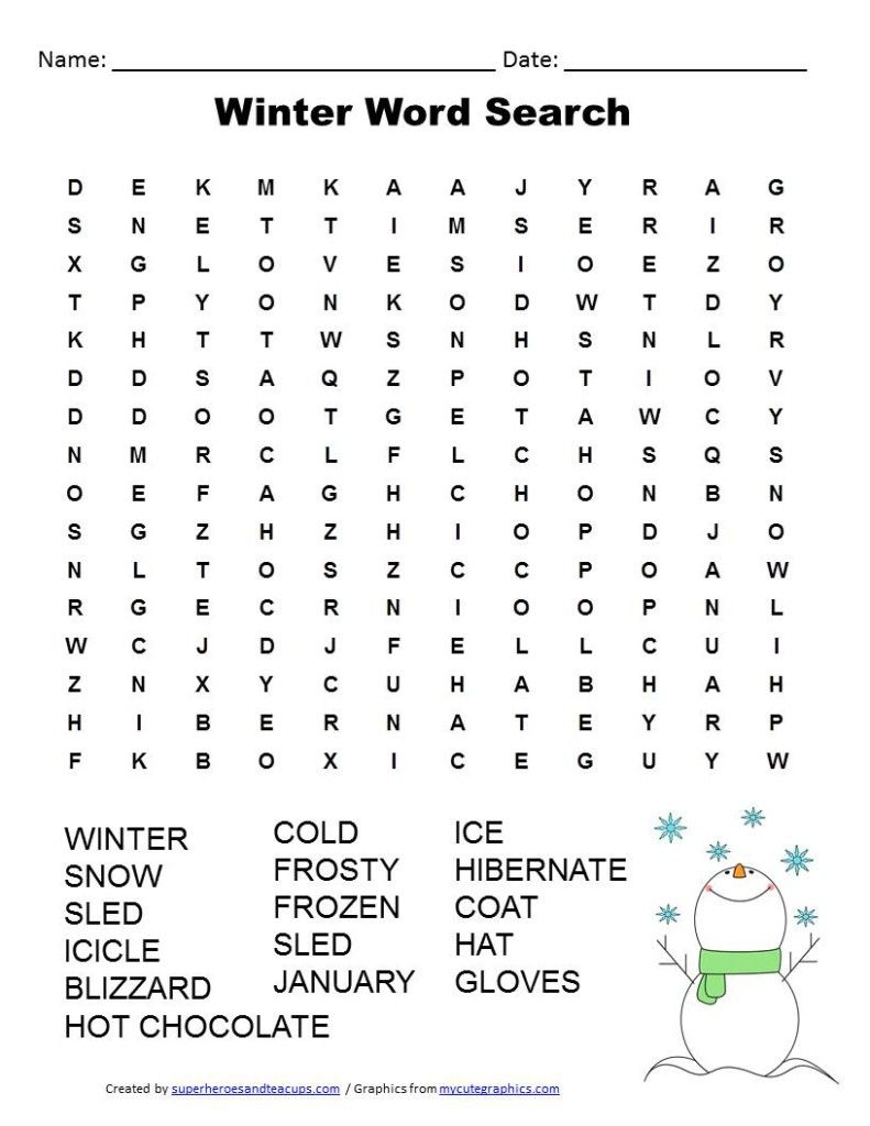 Free Printable Winter Word Search | Winter | Winter Word Search - Free Printable Word Finds